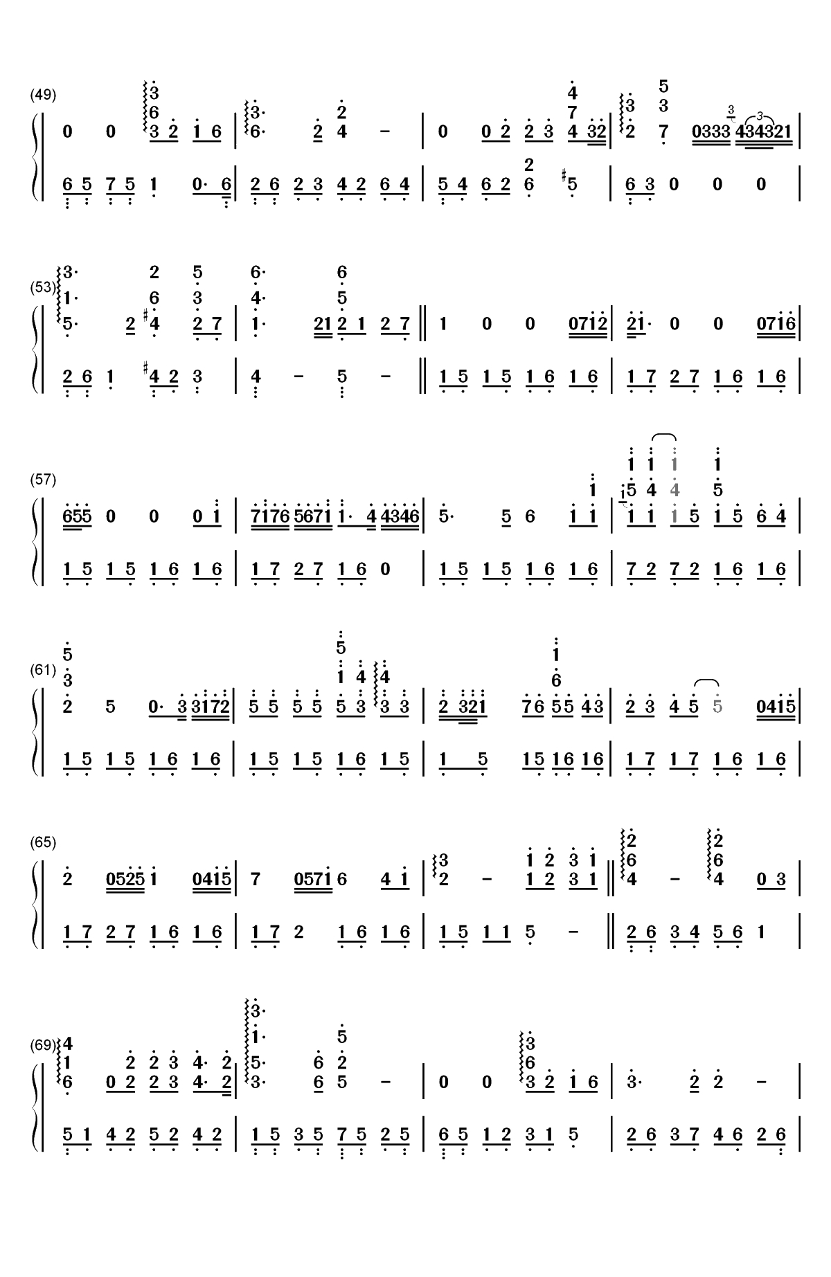 Vincent-完整版双手简谱预览3