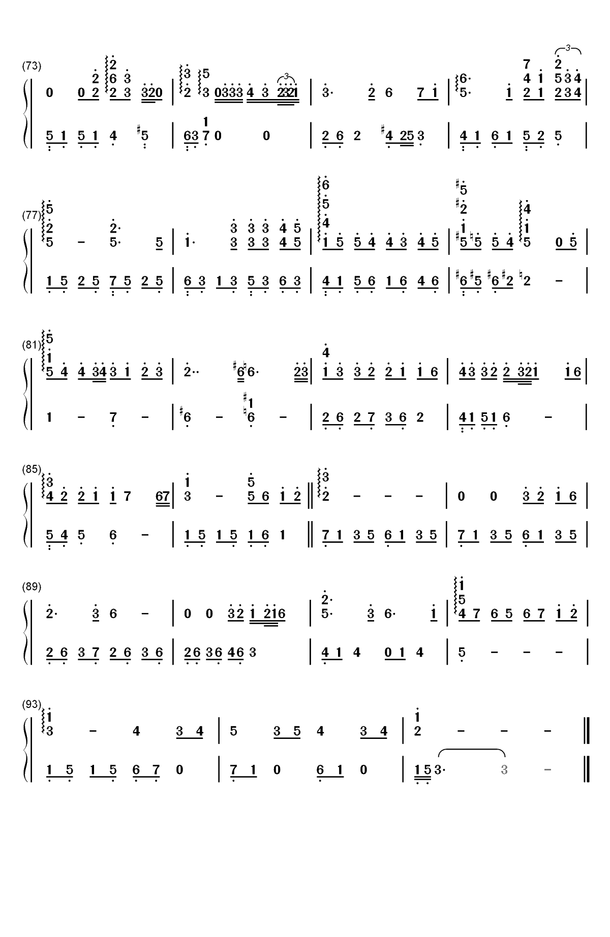 Vincent-完整版双手简谱预览4