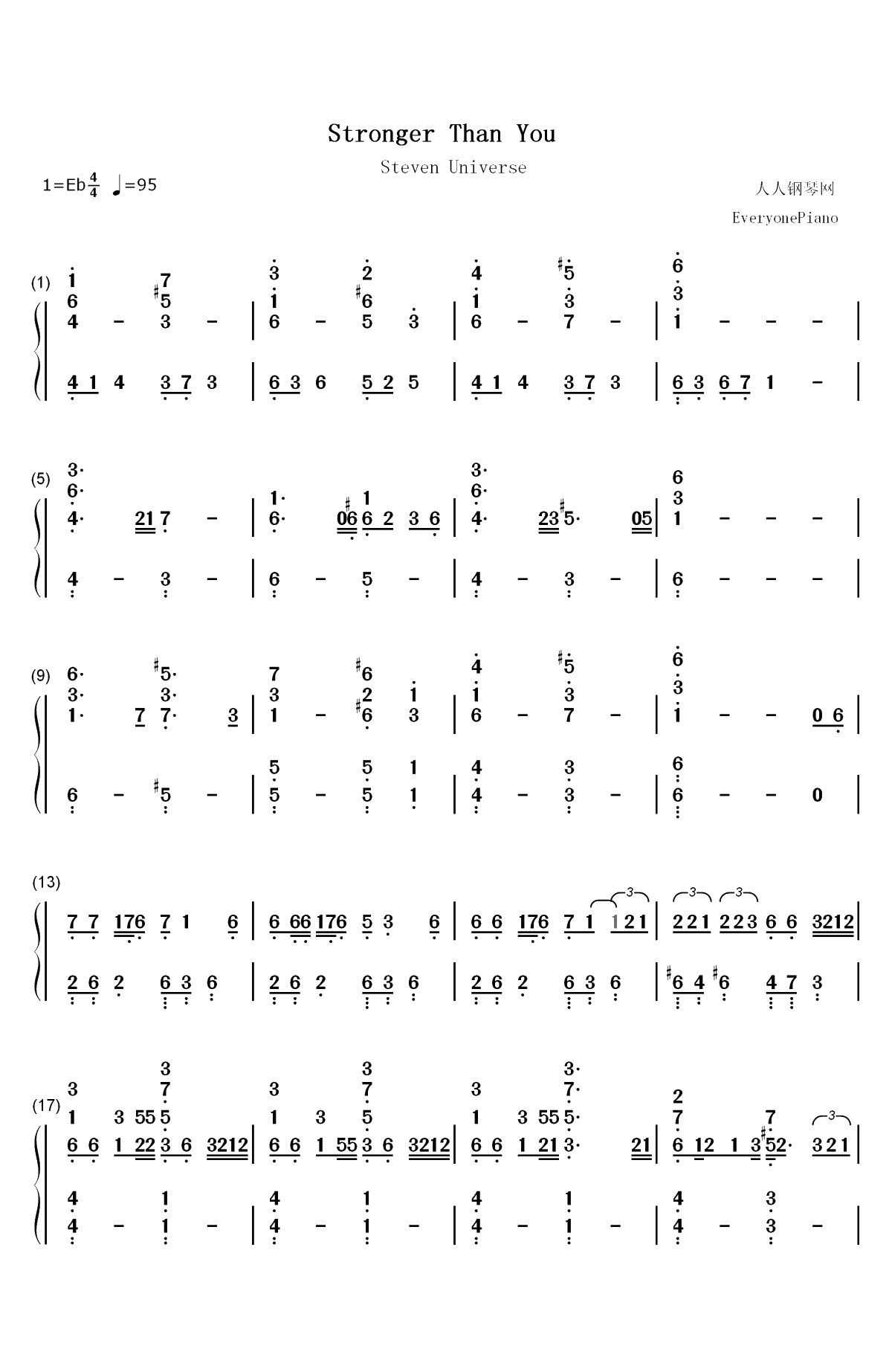Stronger Than You-史帝芬宇宙OST双手简谱预览1