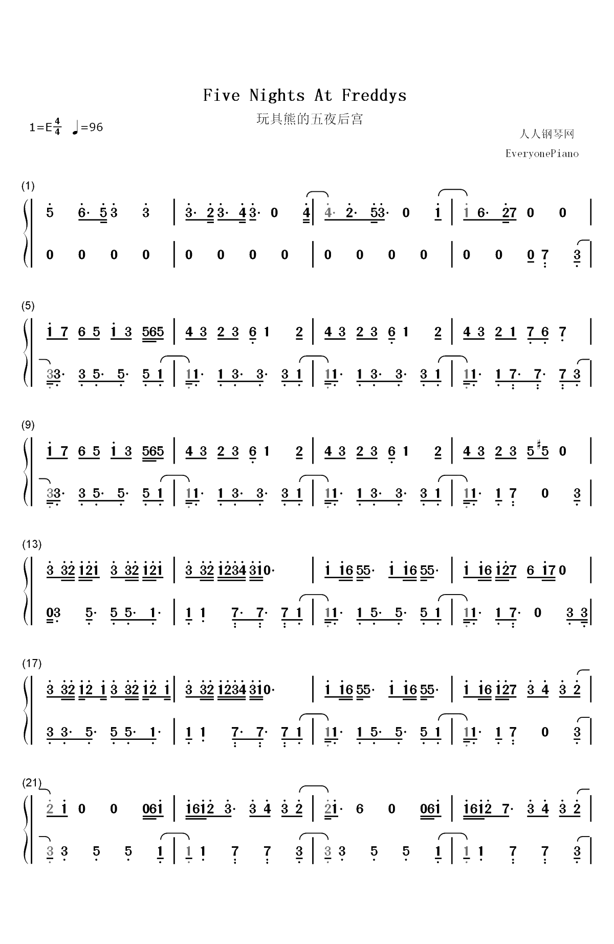 Five Nights at Freddy's-The Living Tombstone双手简谱预览1