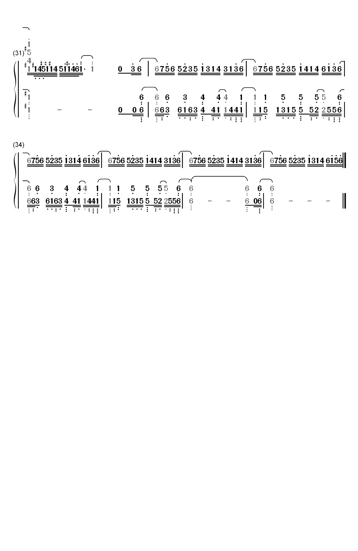 Vital-杀戮的天使OP双手简谱预览3