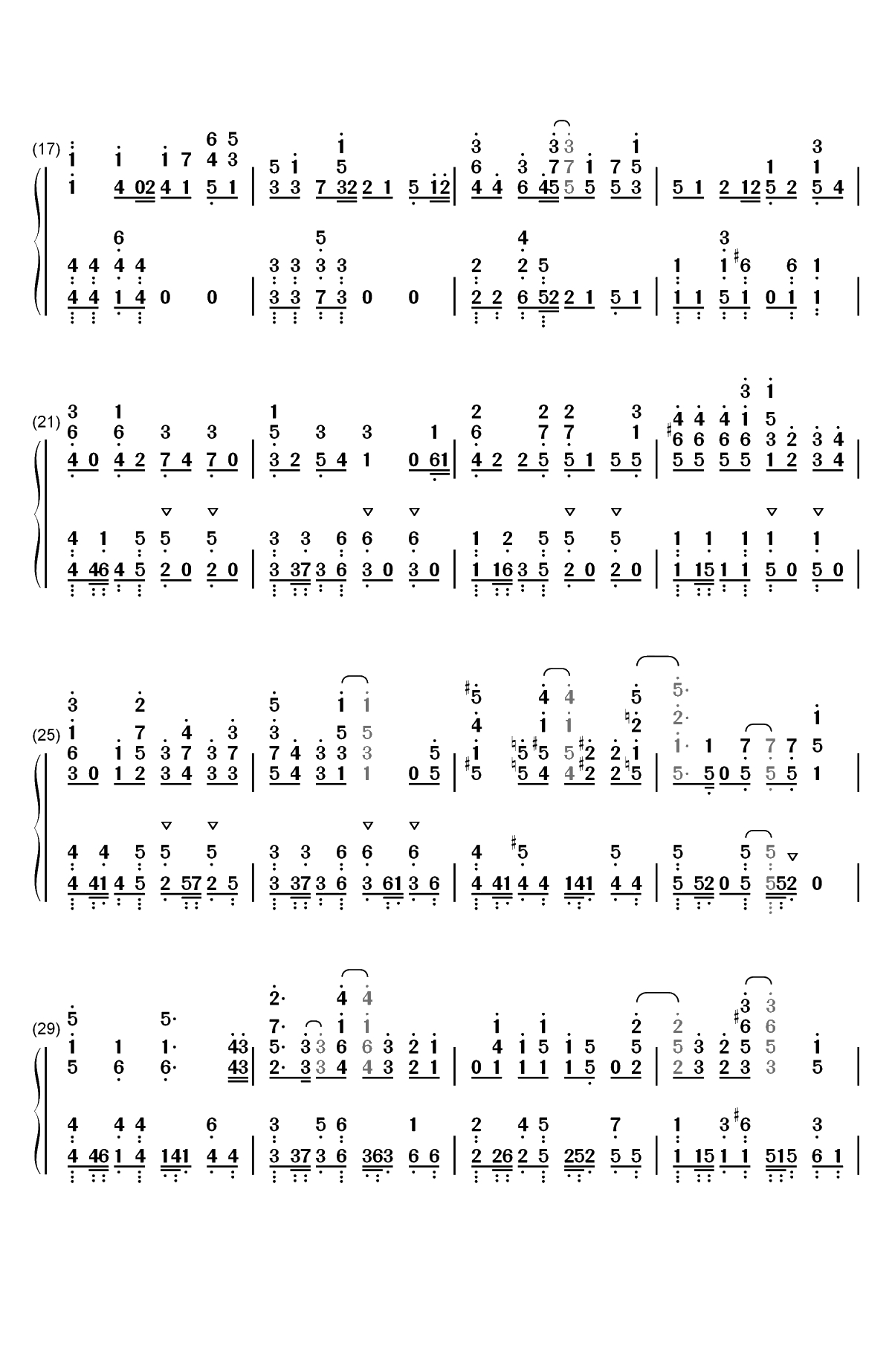 FLY two BLUE-遥的接球OP双手简谱预览2