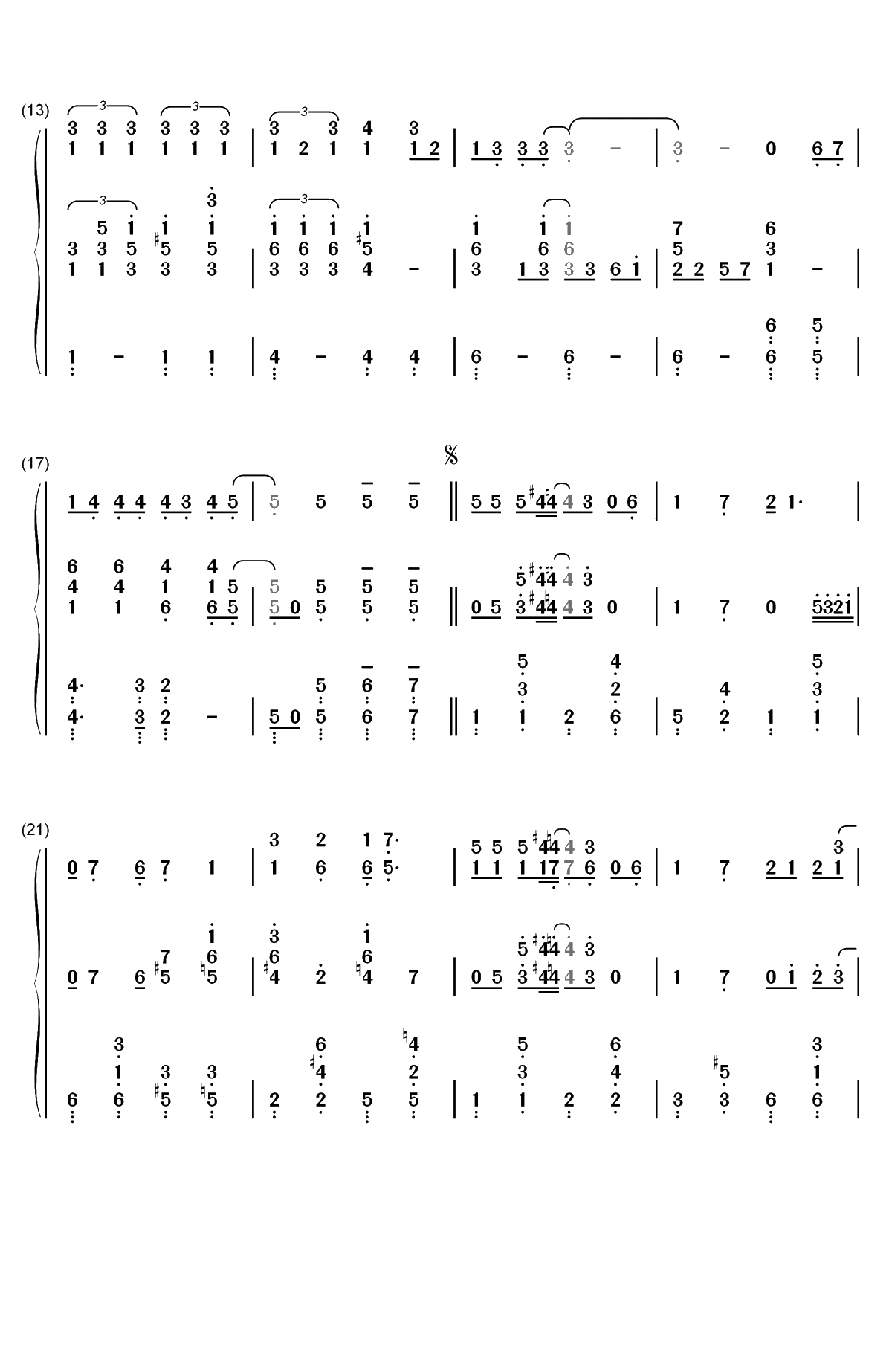 Thank You For The Music-ABBA双手简谱预览2