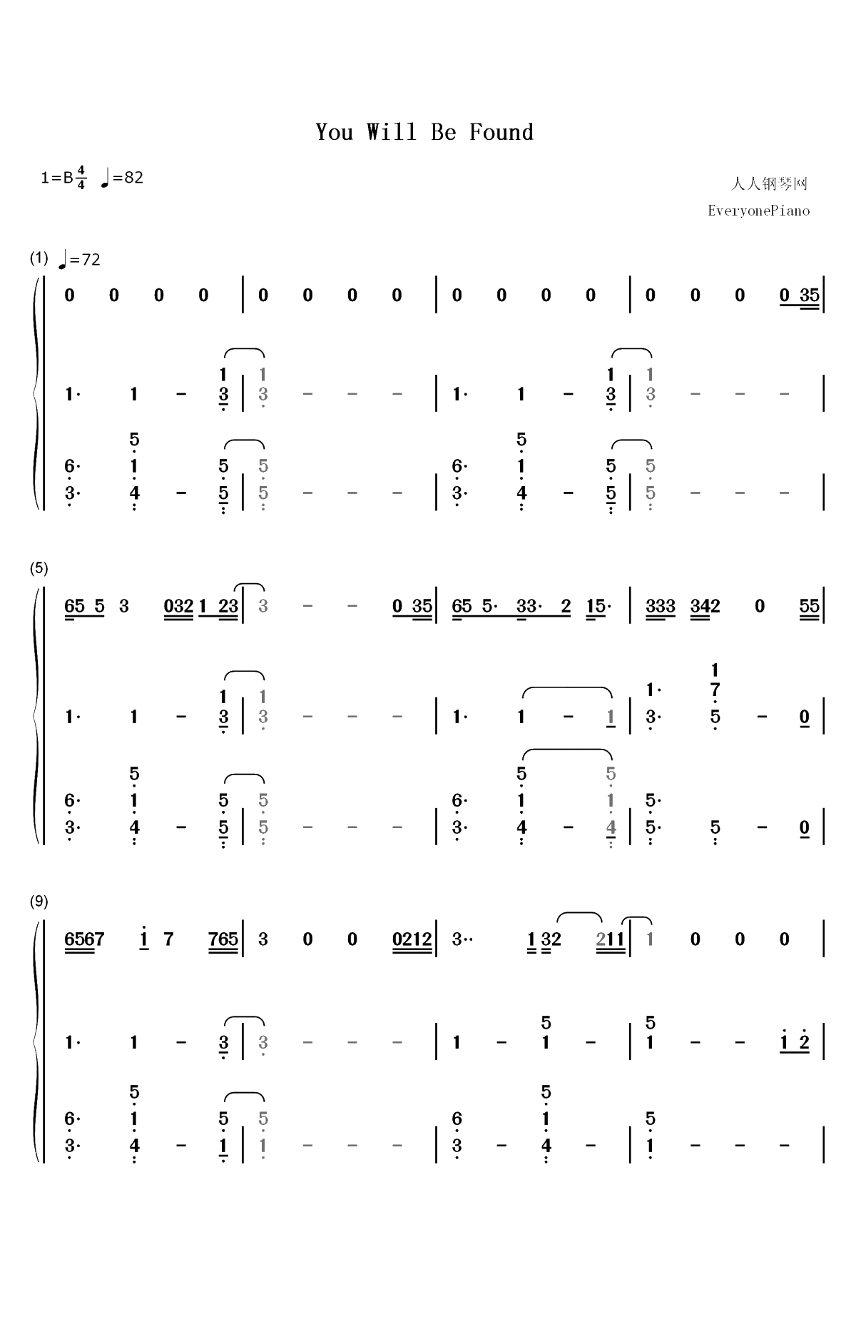 You Will Be Found-亲爱的埃文汉森OST双手简谱预览1