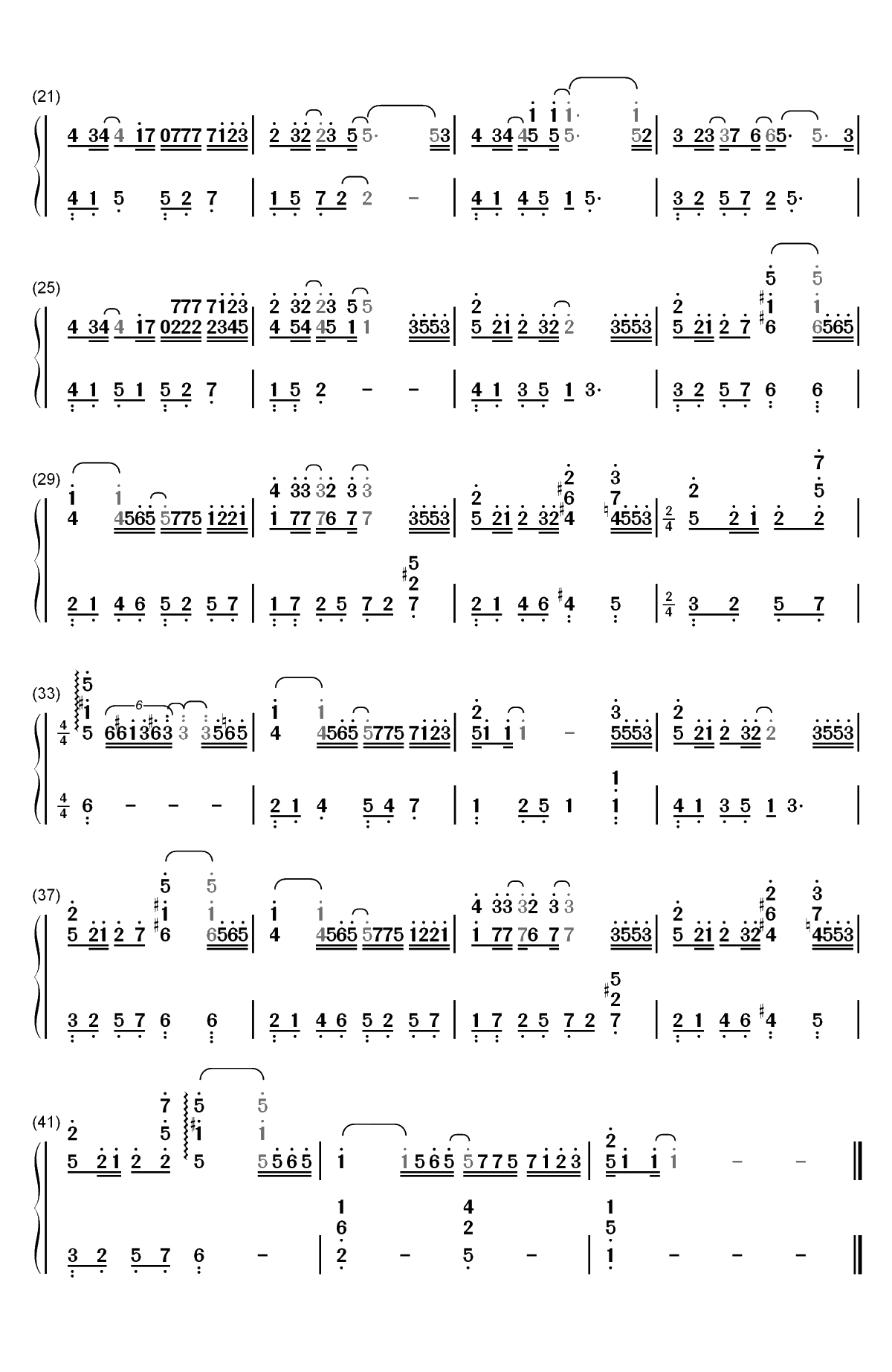 耳朵-李荣浩双手简谱预览2