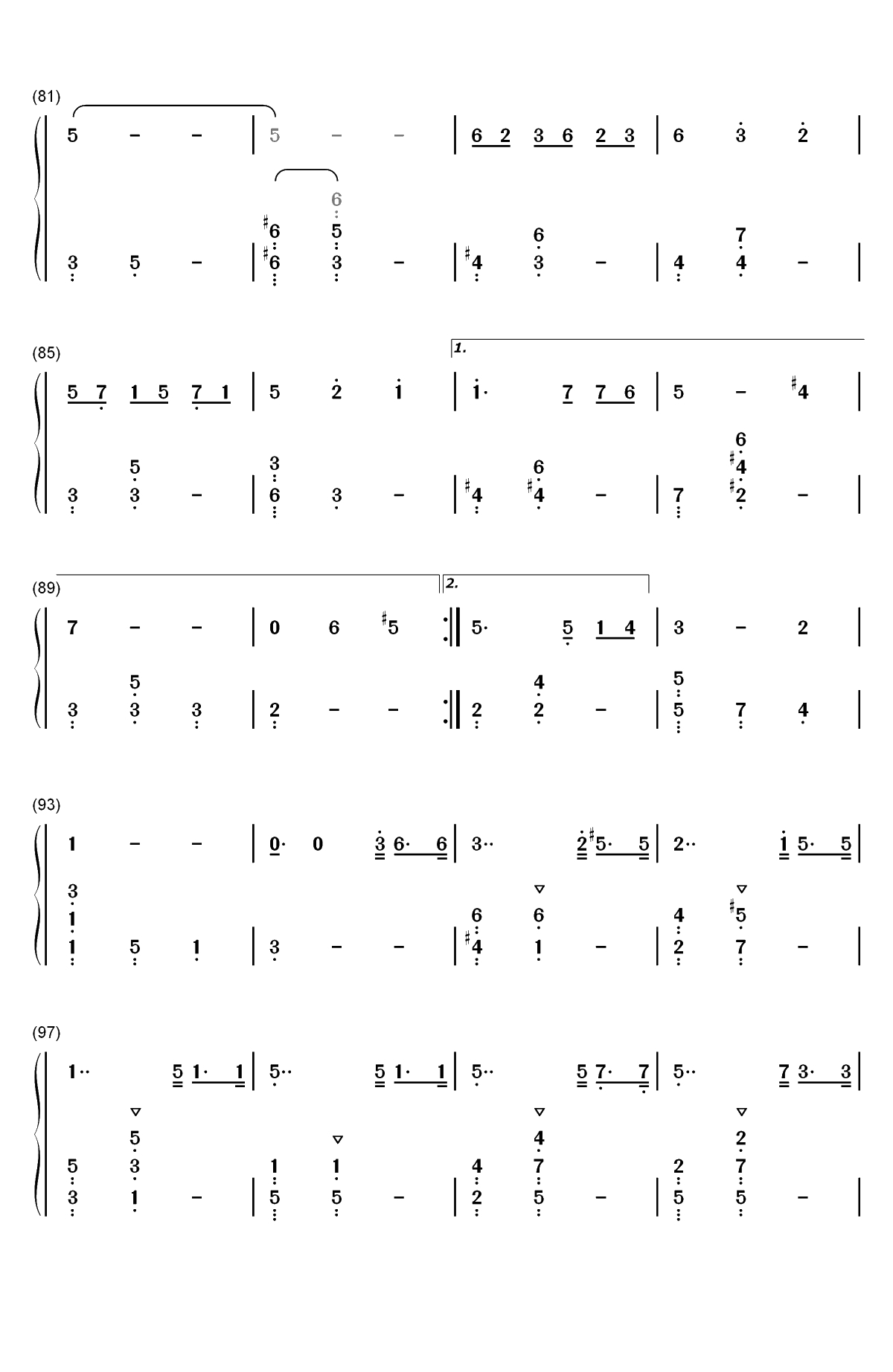 水面のワルツ-水面华尔兹双手简谱预览5