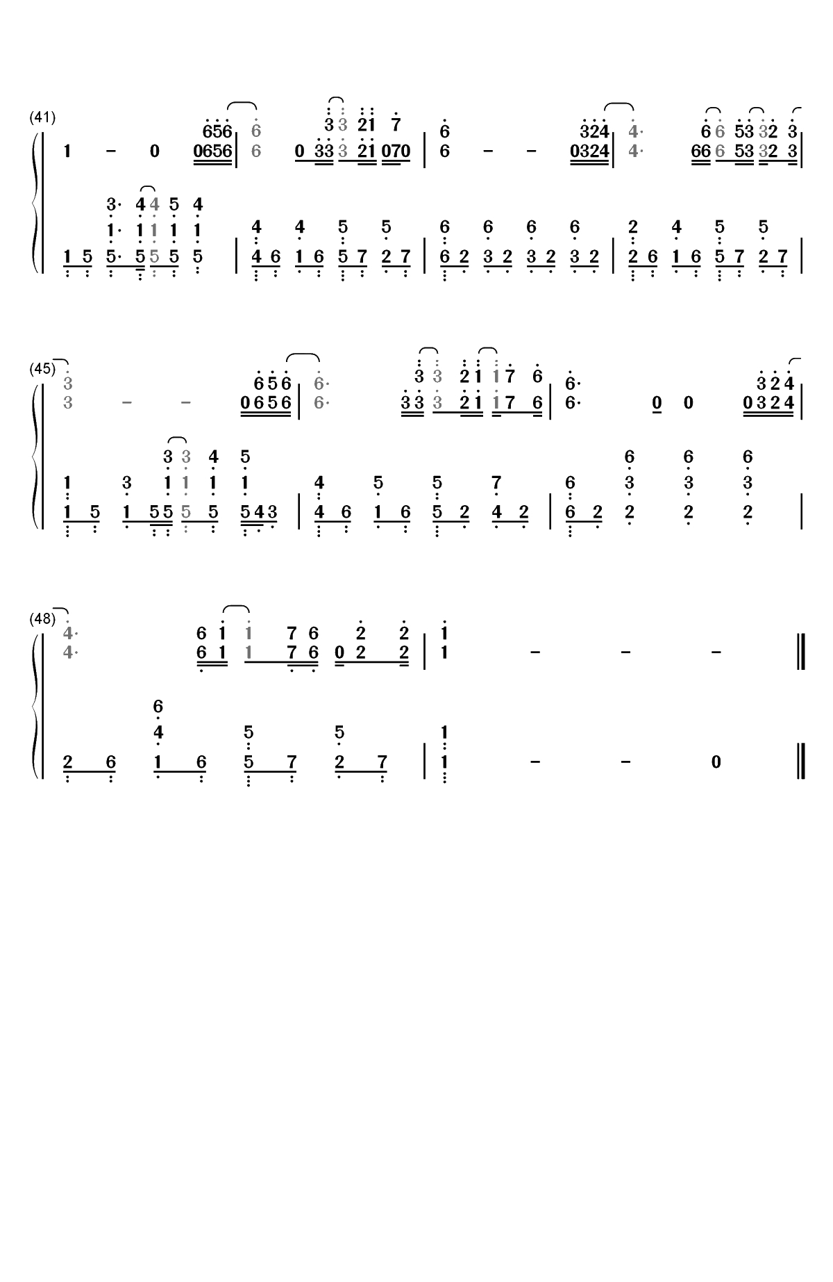 别-独奏版双手简谱预览3