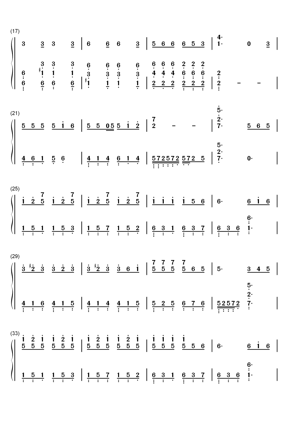 小半-华丽版双手简谱预览2