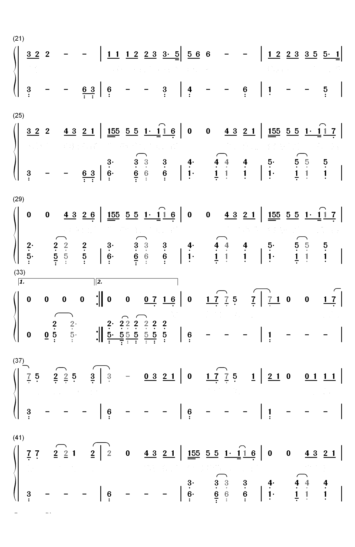 光年之外-《太空旅客》中文主题曲双手简谱预览2