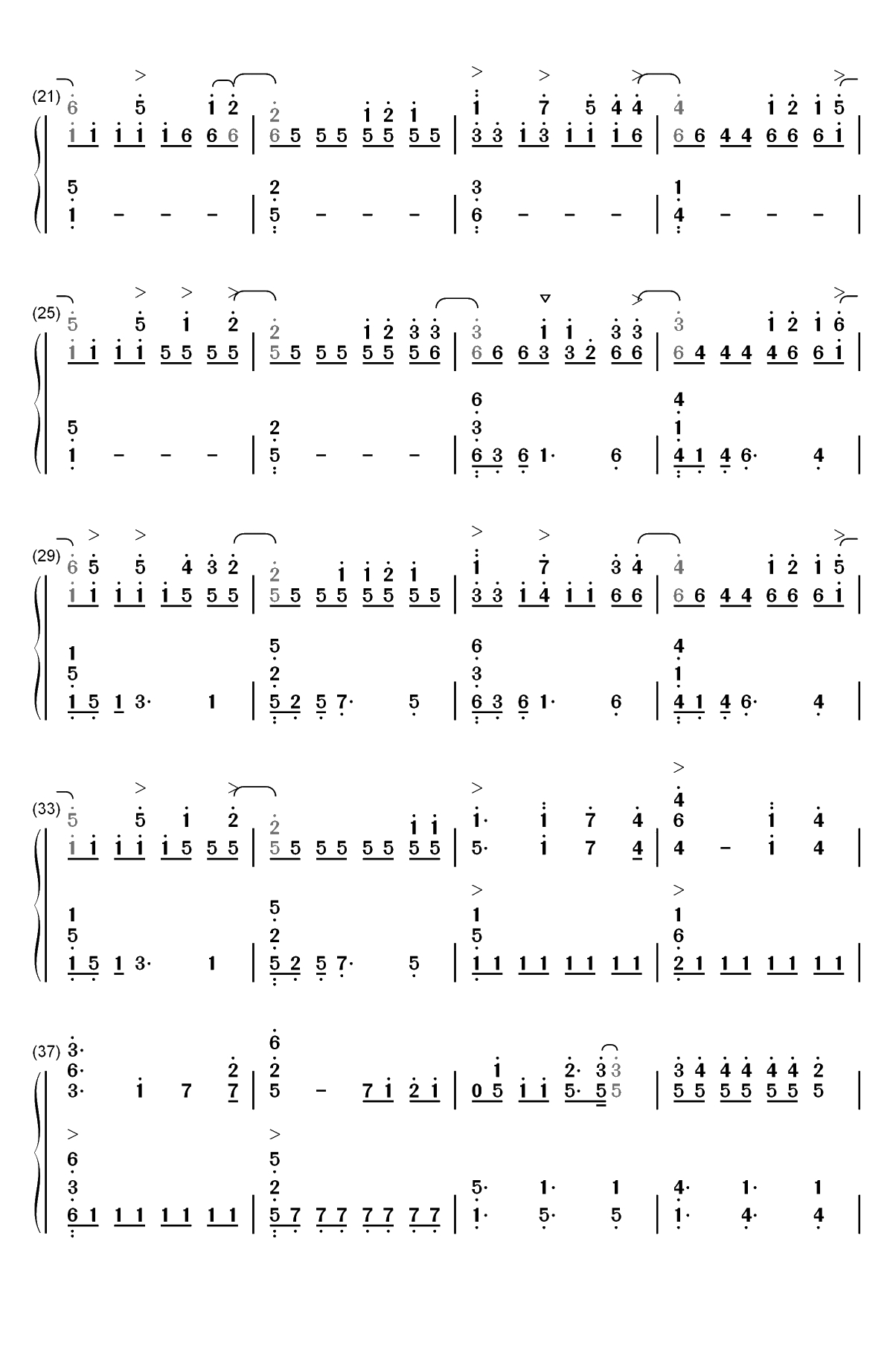 Rewrite The Stars-马戏之王OST双手简谱预览2