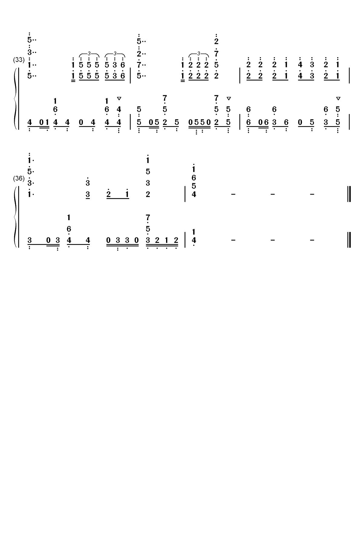 リセット-强风吹拂ED双手简谱预览3