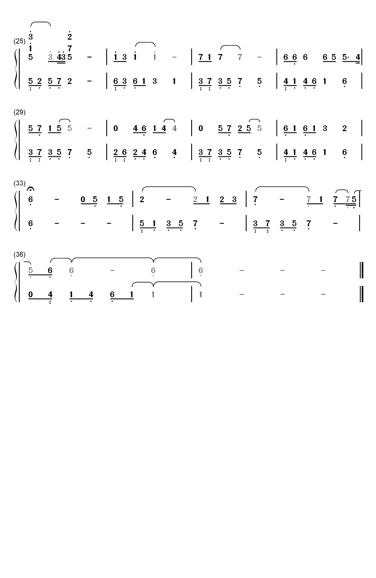 朔与亚纪-在世界中心呼唤爱插曲双手简谱预览2