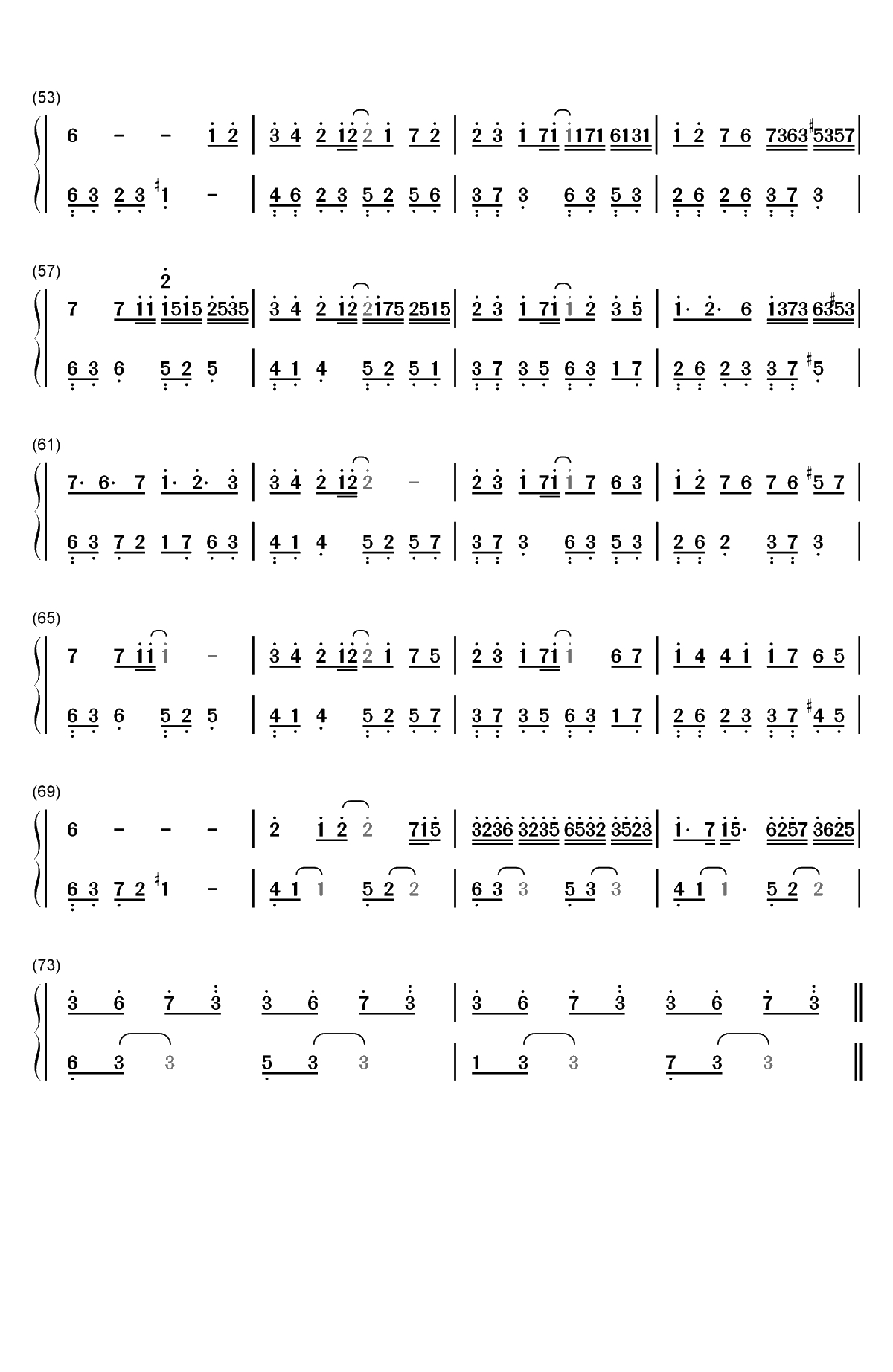 あなたのいない雨双手简谱预览3