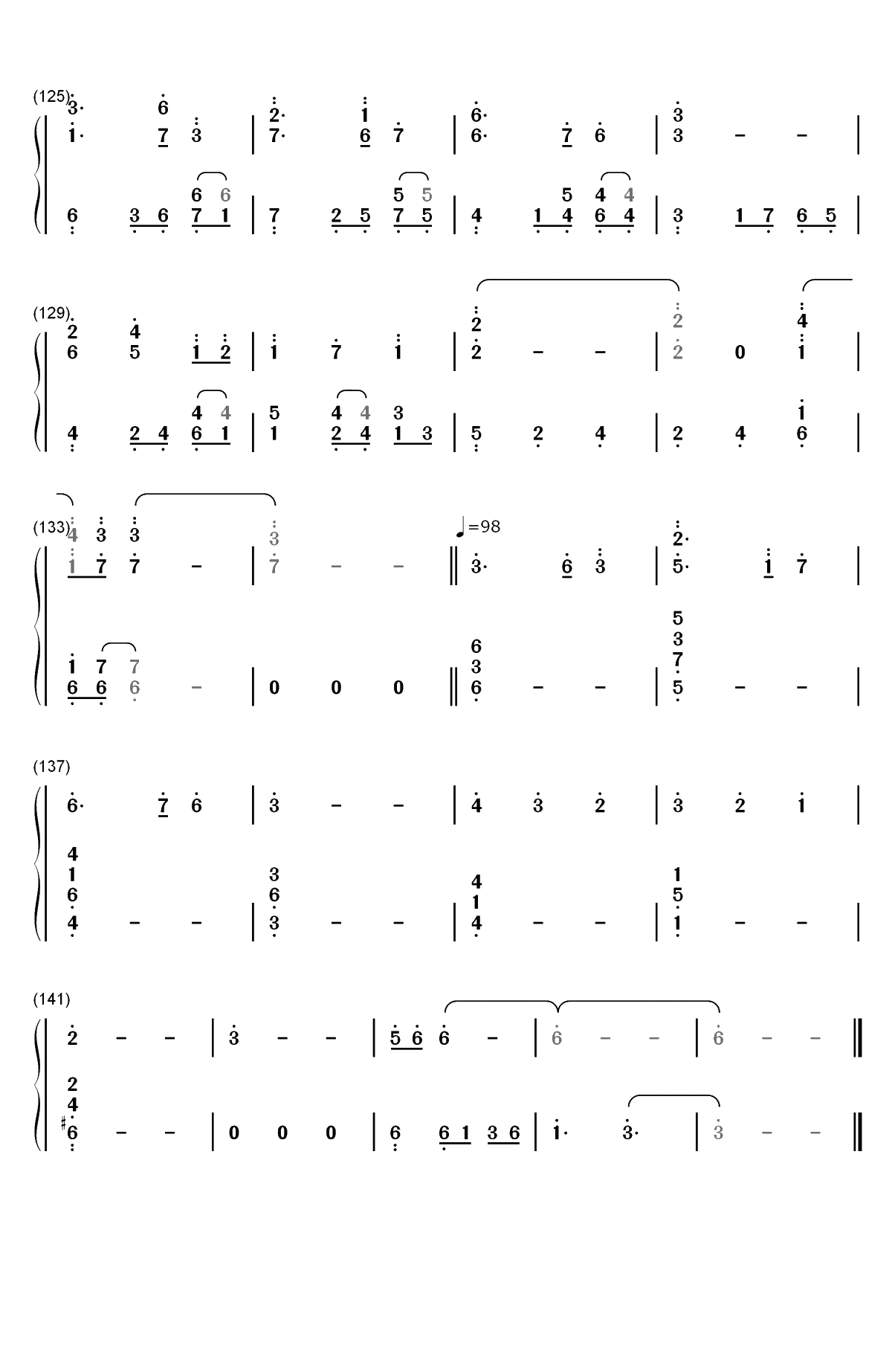 星月-楚乔传情感主题曲双手简谱预览7