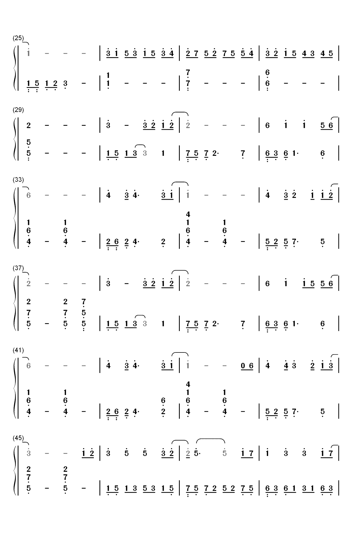 地铁等待-钢琴独奏版双手简谱预览2