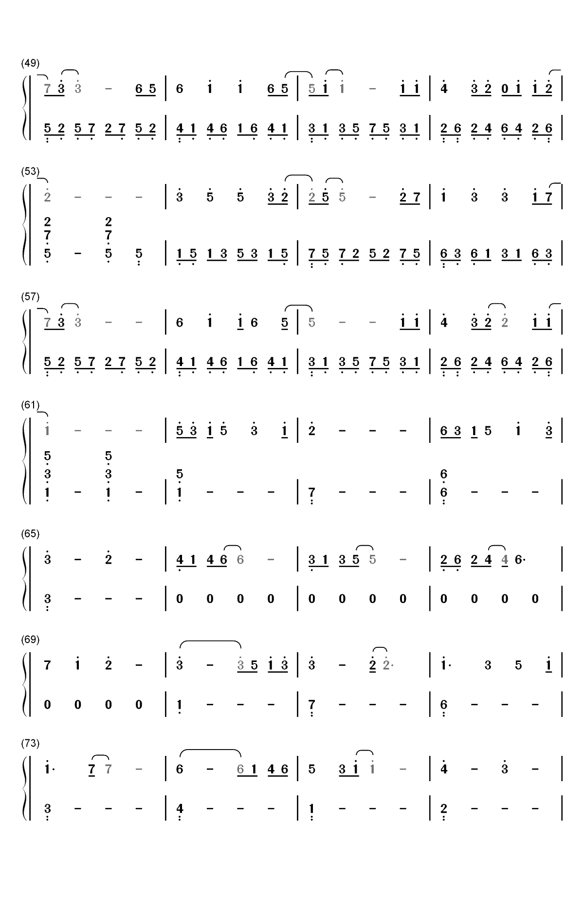地铁等待-钢琴独奏版双手简谱预览3