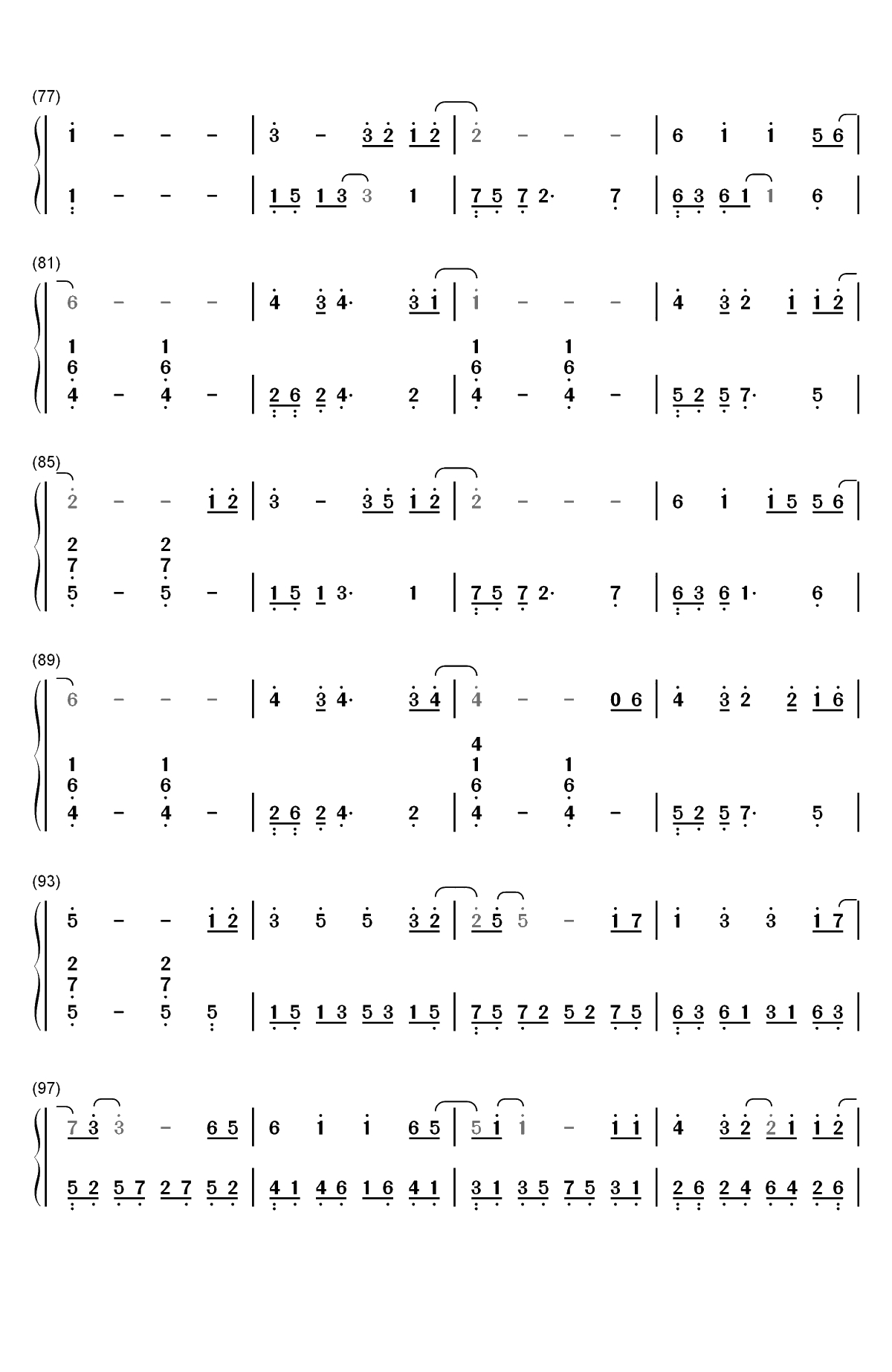 地铁等待-钢琴独奏版双手简谱预览4