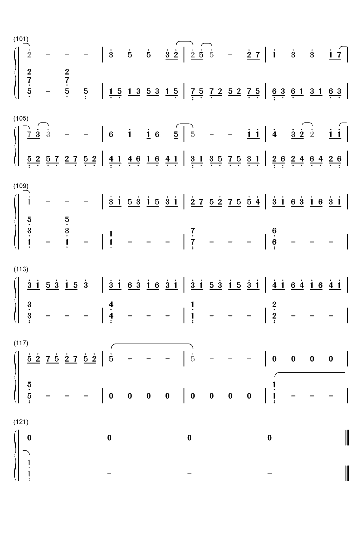 地铁等待-钢琴独奏版双手简谱预览5