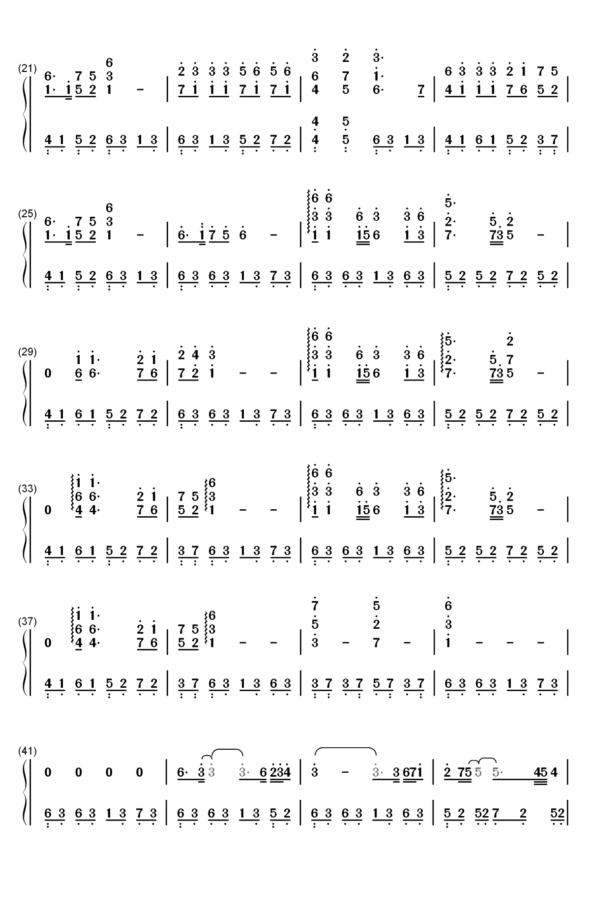 天也不懂情-新白娘子传奇配乐双手简谱预览2
