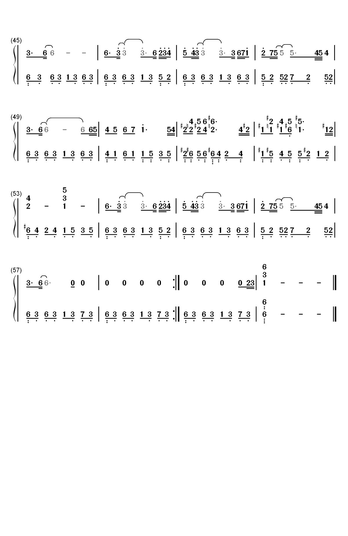 天也不懂情-新白娘子传奇配乐双手简谱预览3