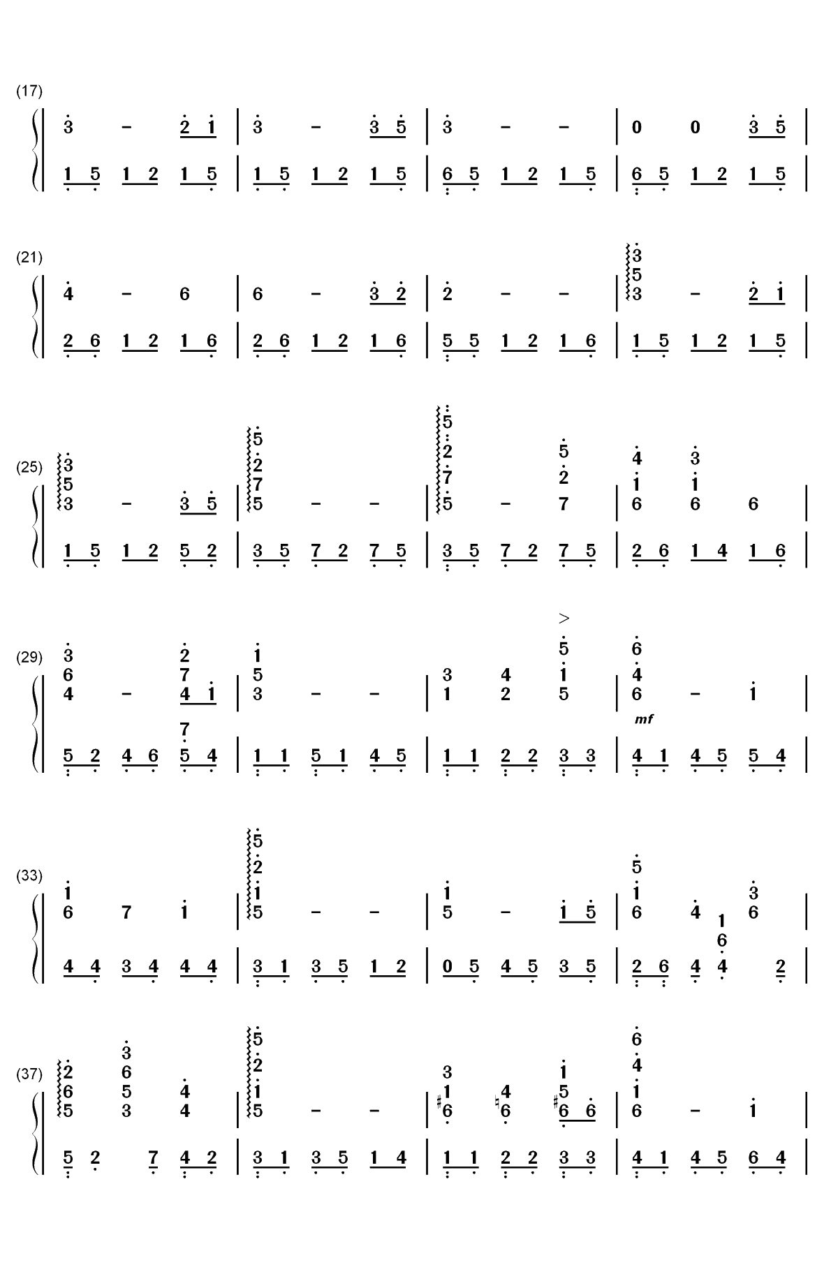 世界の約束-世界的约定-哈尔的移动城堡主题曲双手简谱预览2