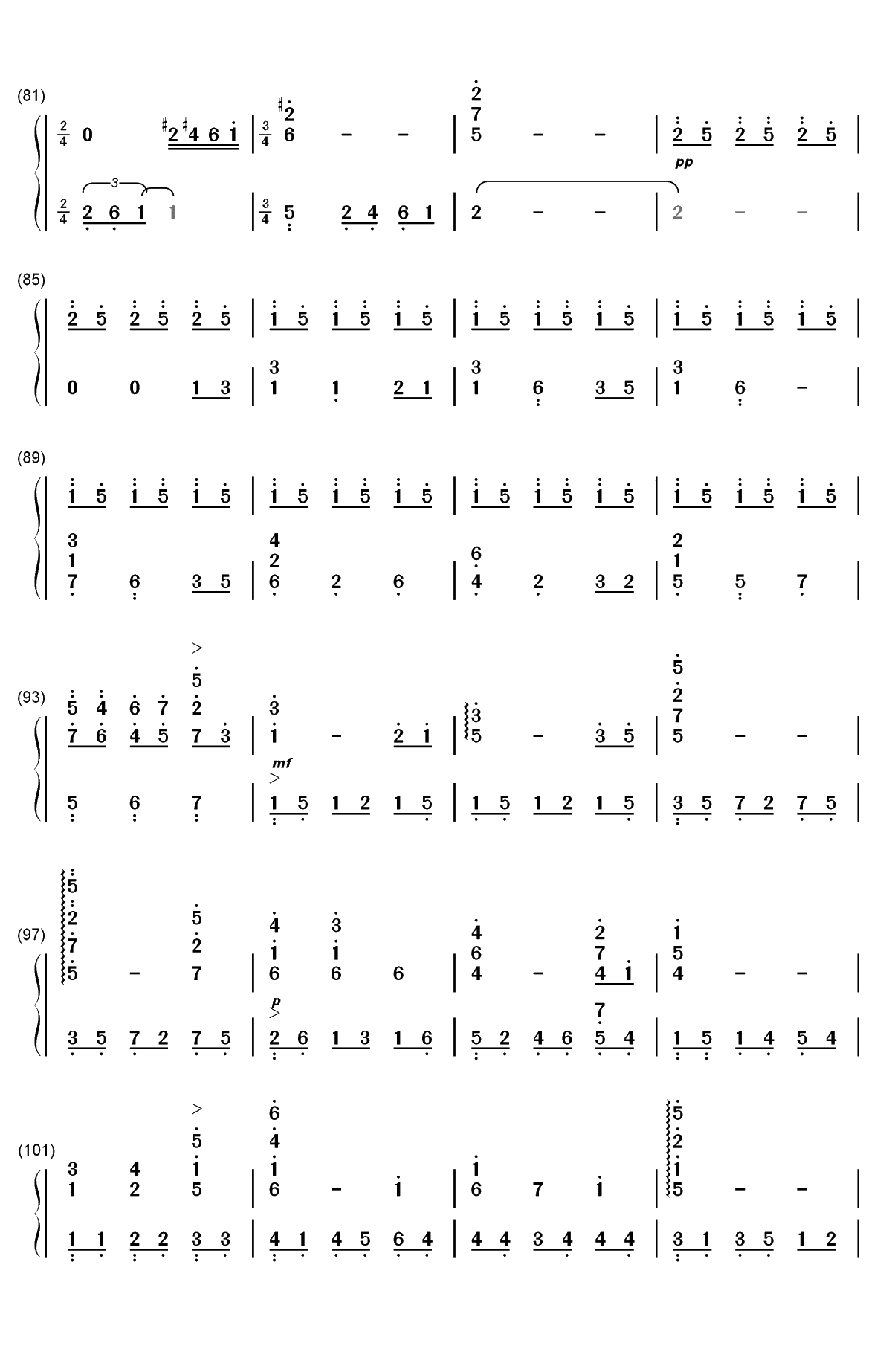 世界の約束-世界的约定-哈尔的移动城堡主题曲双手简谱预览5