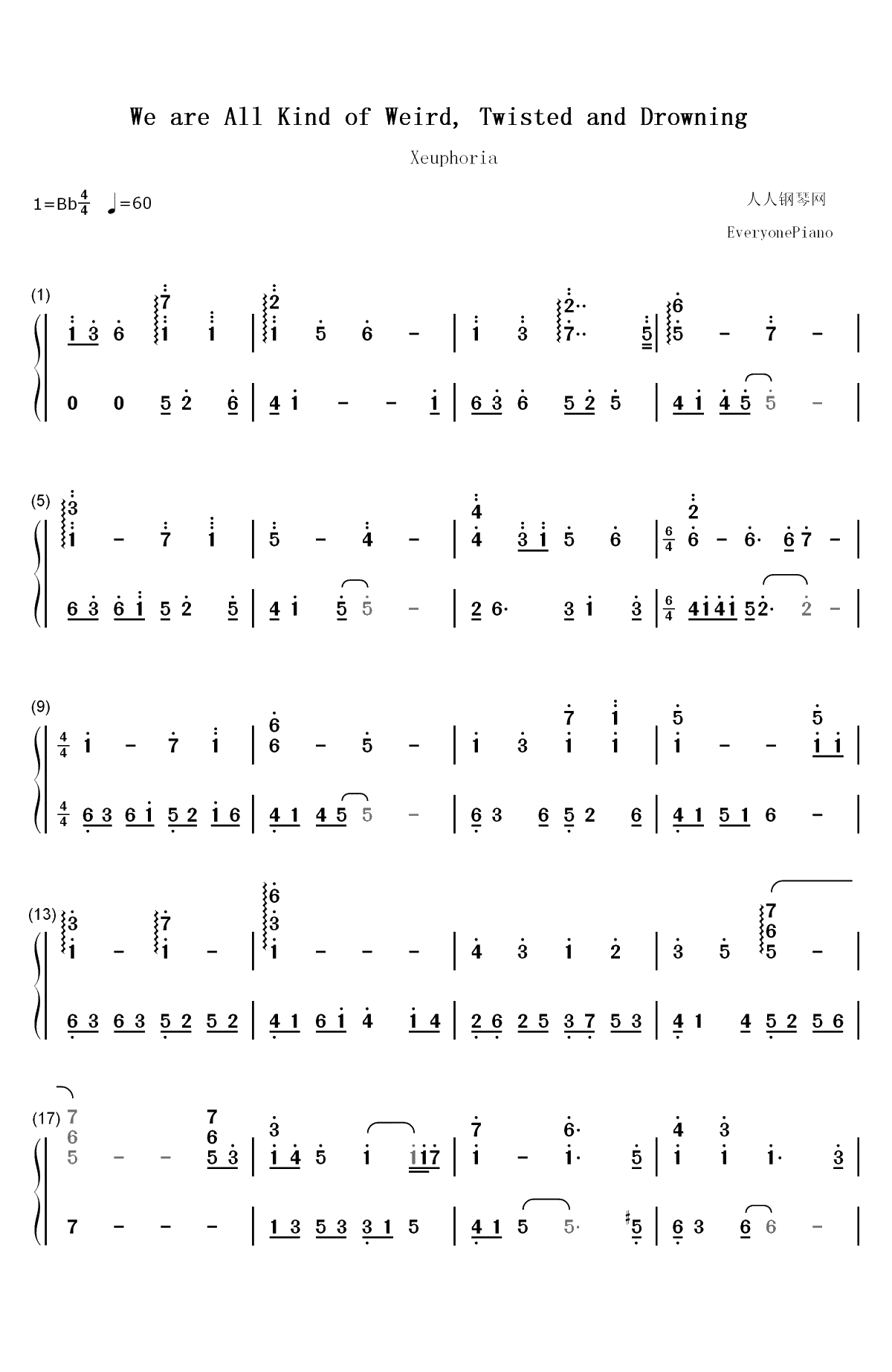 We Are All Kind of Weird Twisted and Drowning双手简谱预览1