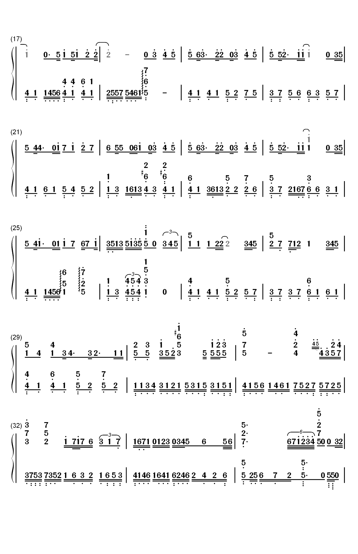 晴-汪苏泷双手简谱预览2