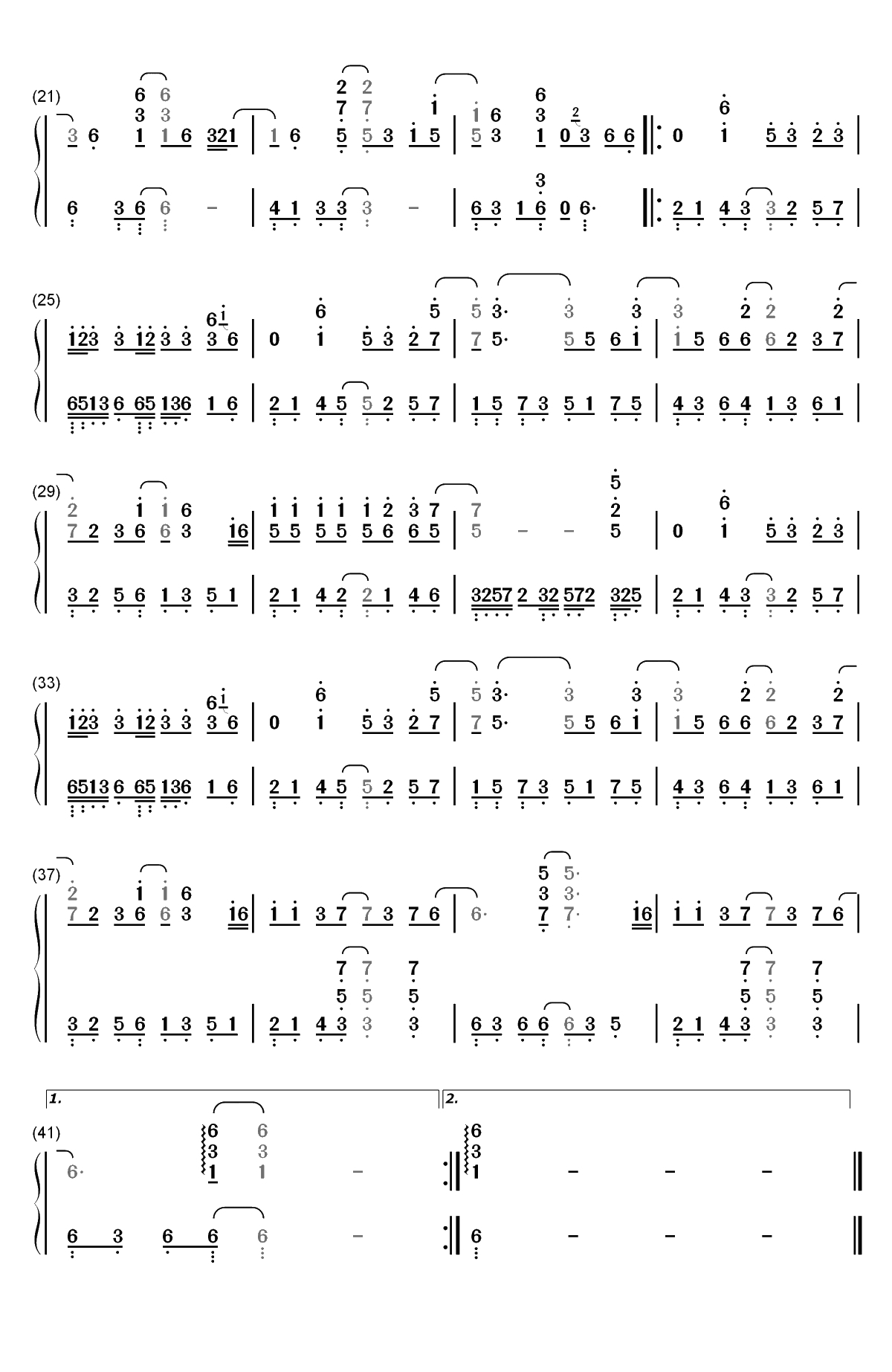 故长安-将夜主题曲双手简谱预览2