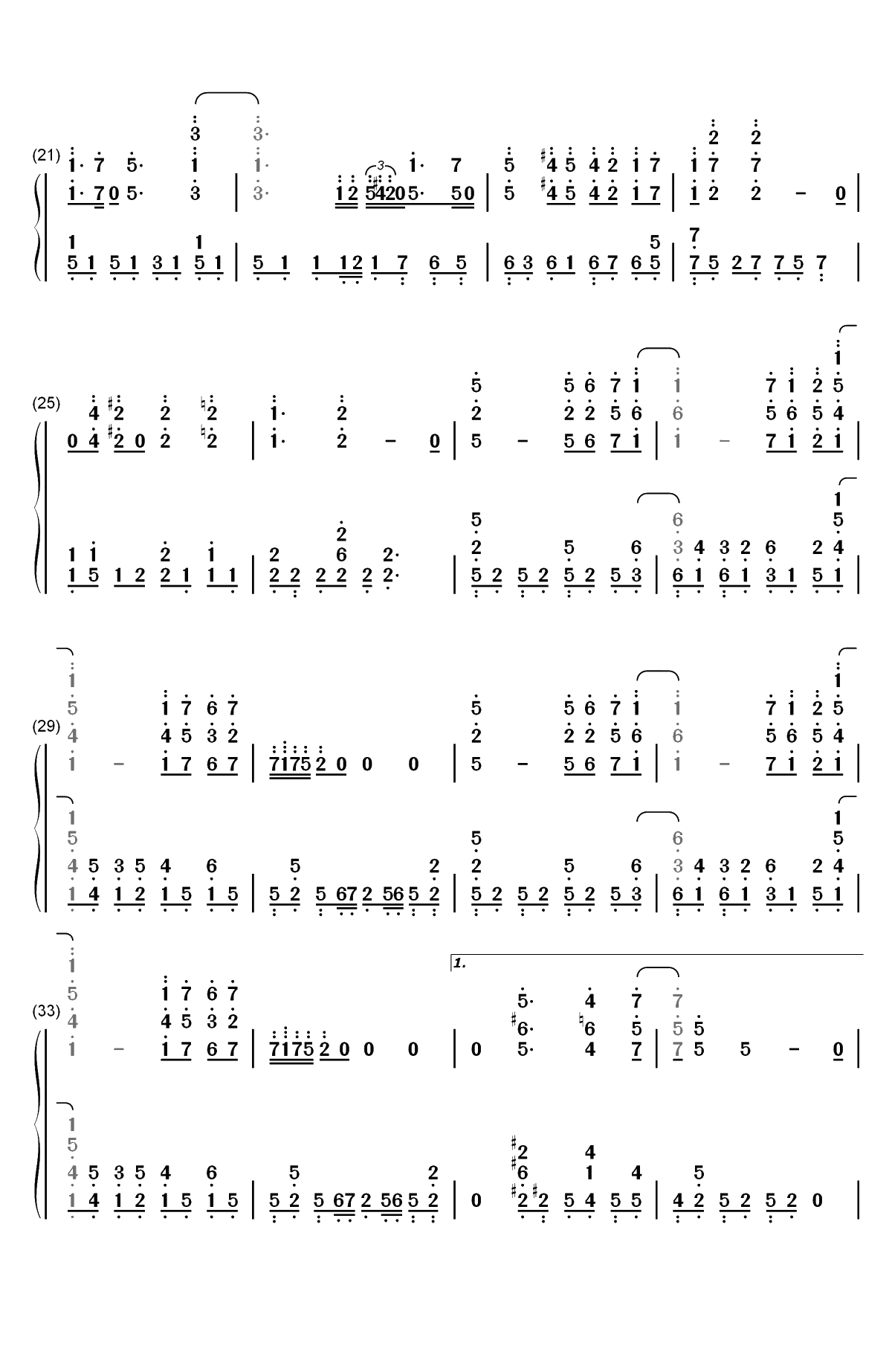 冒险者讲习所-冒险岛背景音乐双手简谱预览2