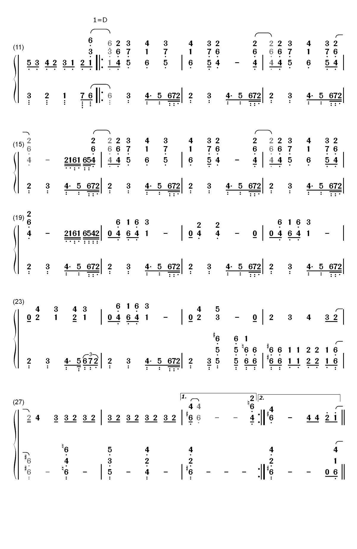 Roundabout-Yes双手简谱预览2