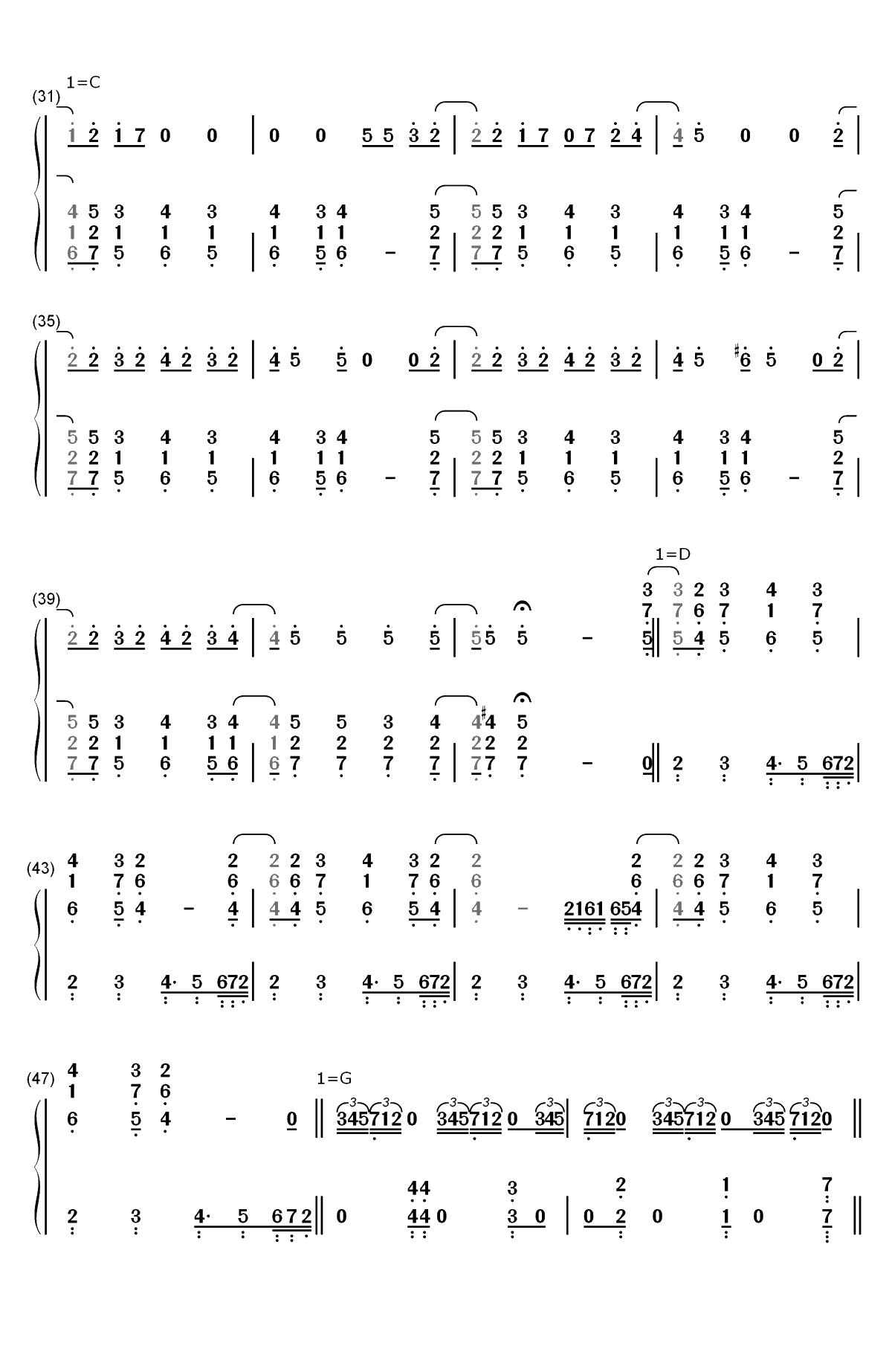 Roundabout-Yes双手简谱预览3