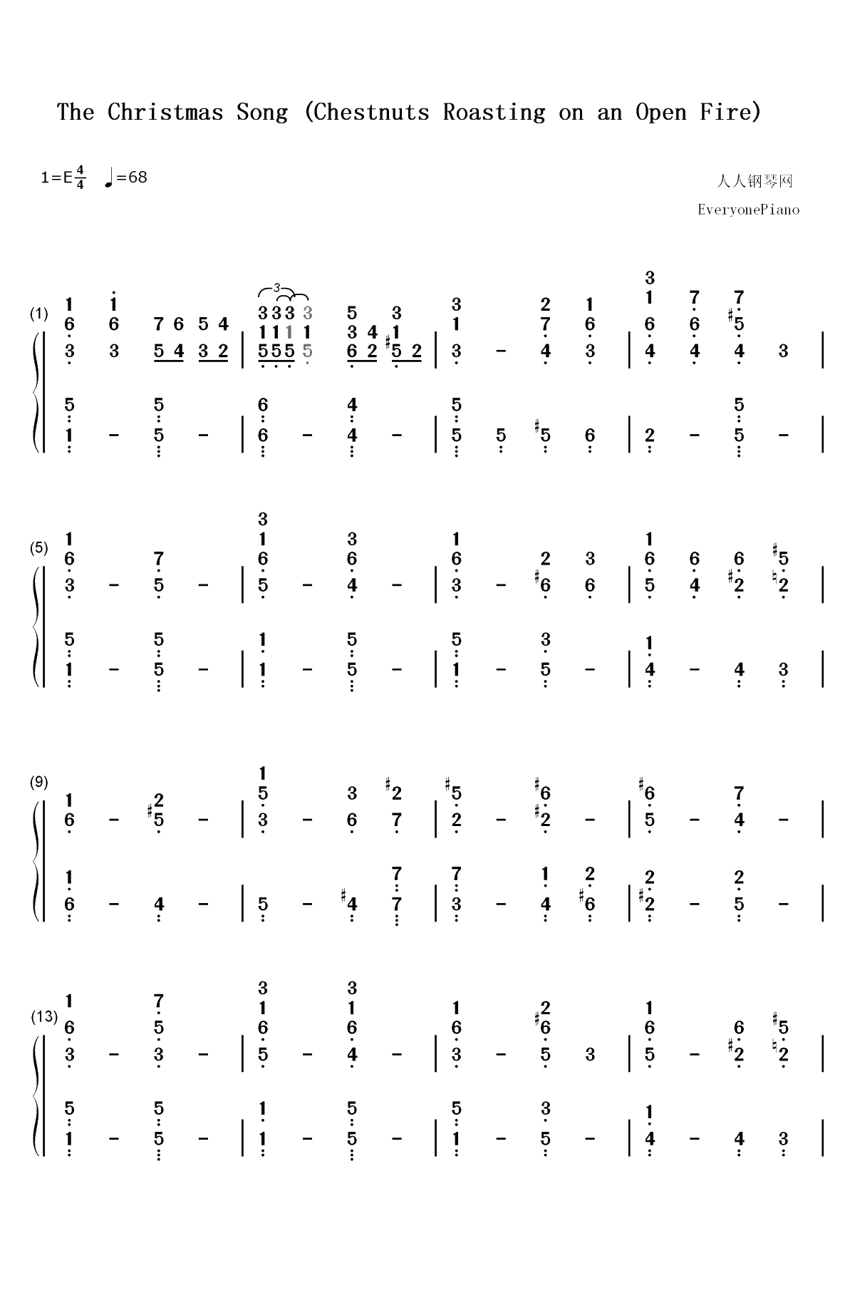 The Christmas Song-Chestnuts Roasting on an Open Fire双手简谱预览1