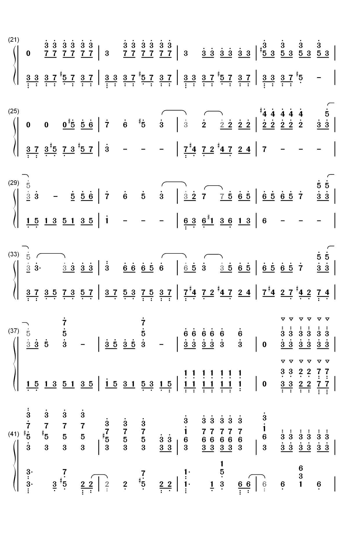 POP STARS-英雄联盟KDA全新单曲双手简谱预览2