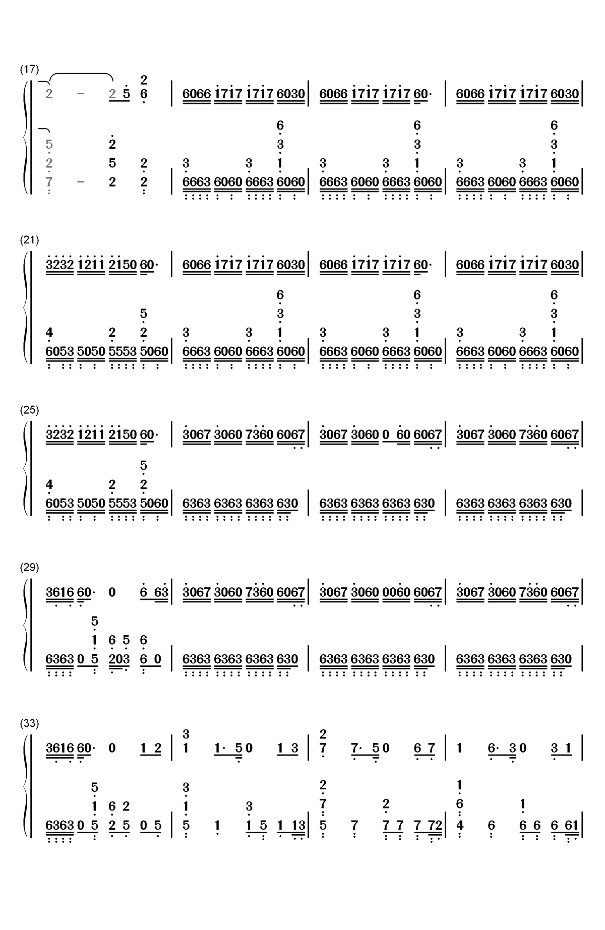 胡撸胡撸瓢儿-我的早更女友推广主题曲双手简谱预览2