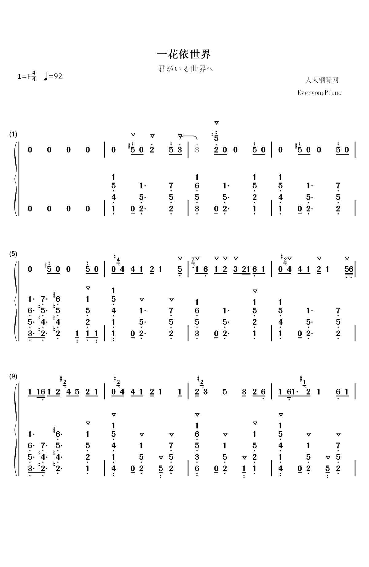 一花依世界-洛天依双手简谱预览1