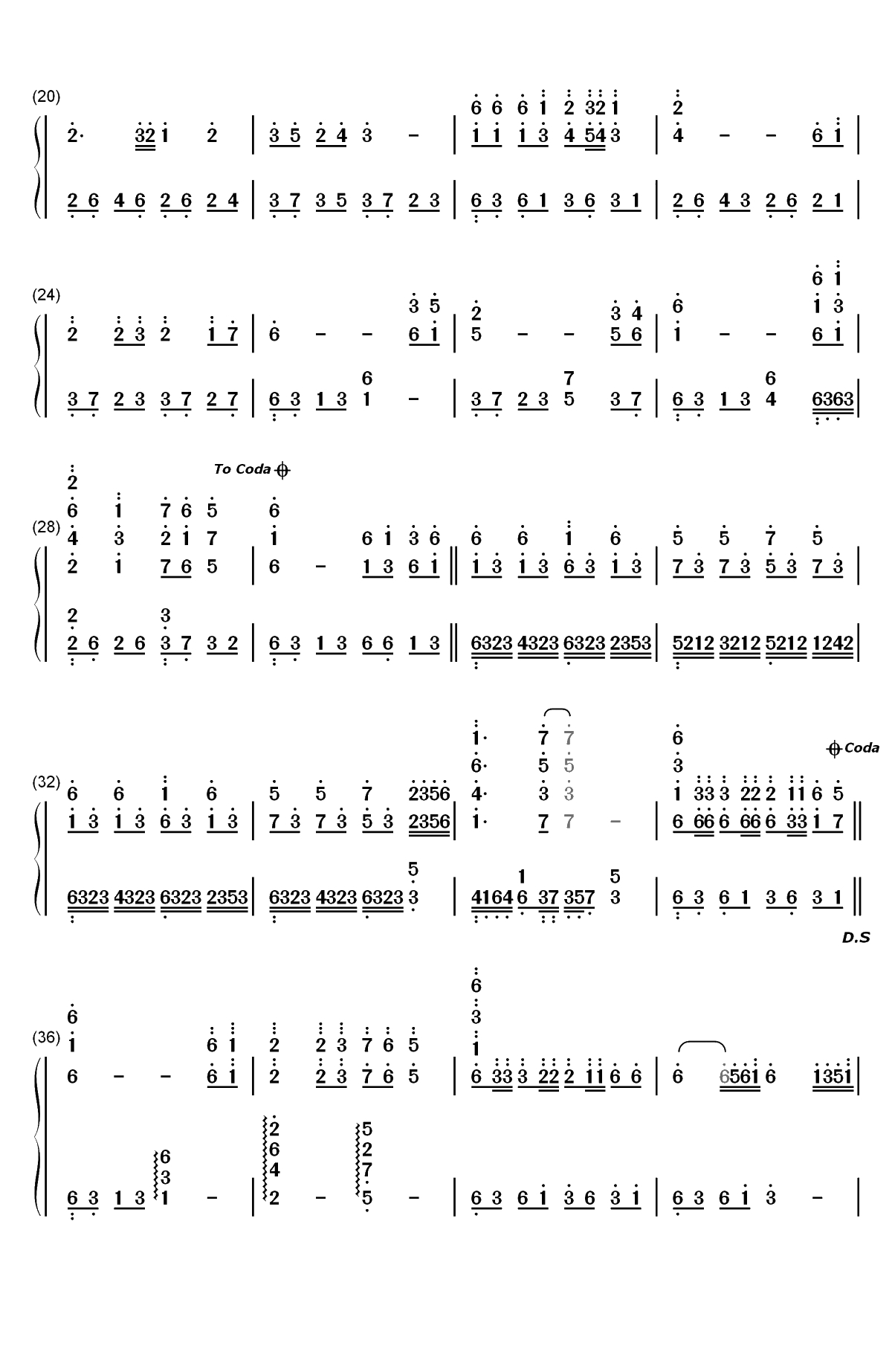 天仙子-剑侠情缘插曲双手简谱预览2