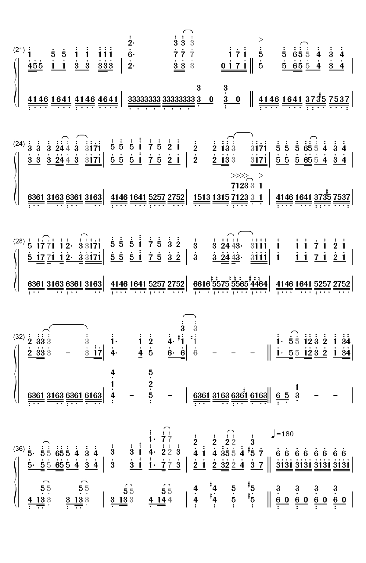 0&rarr;&infin;への跳動-初音未来双手简谱预览2