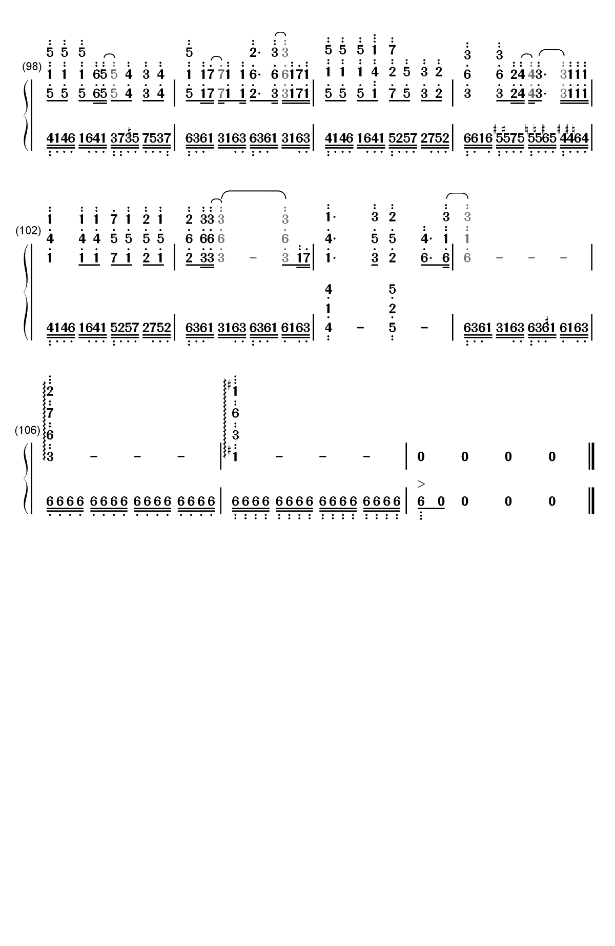 0&rarr;&infin;への跳動-初音未来双手简谱预览6