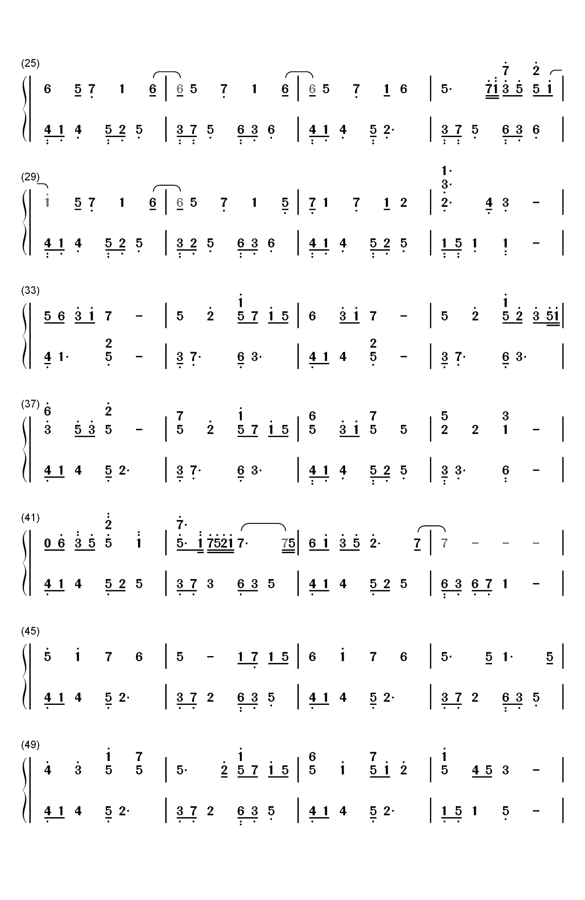 你是对的人-爱情回来了片尾曲双手简谱预览2