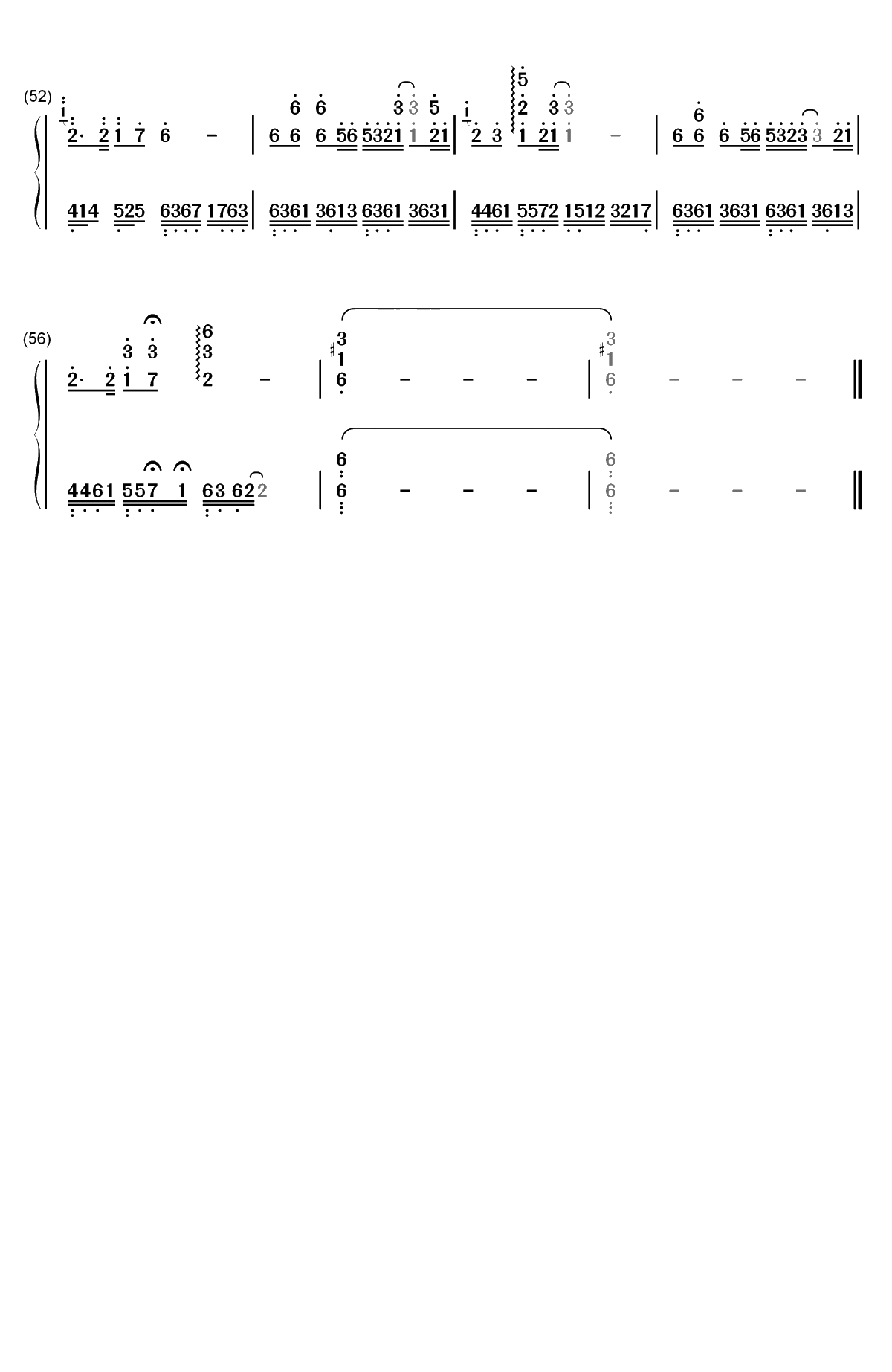 天涯-笑傲江湖片尾曲双手简谱预览4