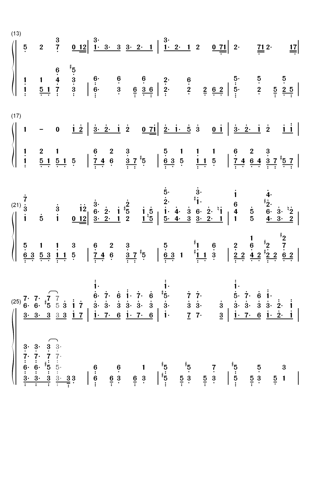 アイリス-刀剑神域 Alicization ED双手简谱预览2