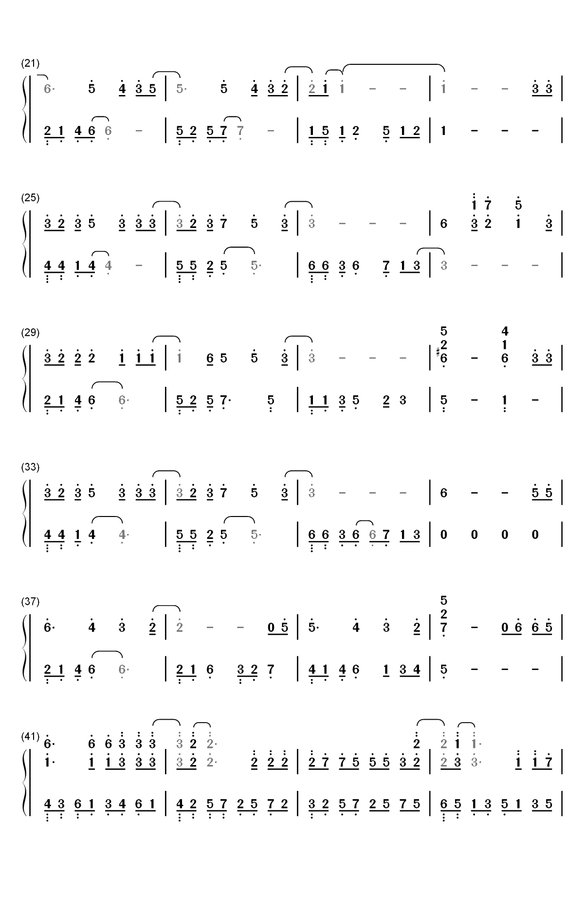 天份-独奏版双手简谱预览2