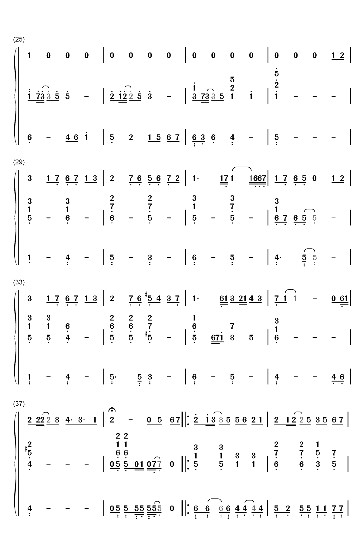 追光者-完美伴奏版双手简谱预览3