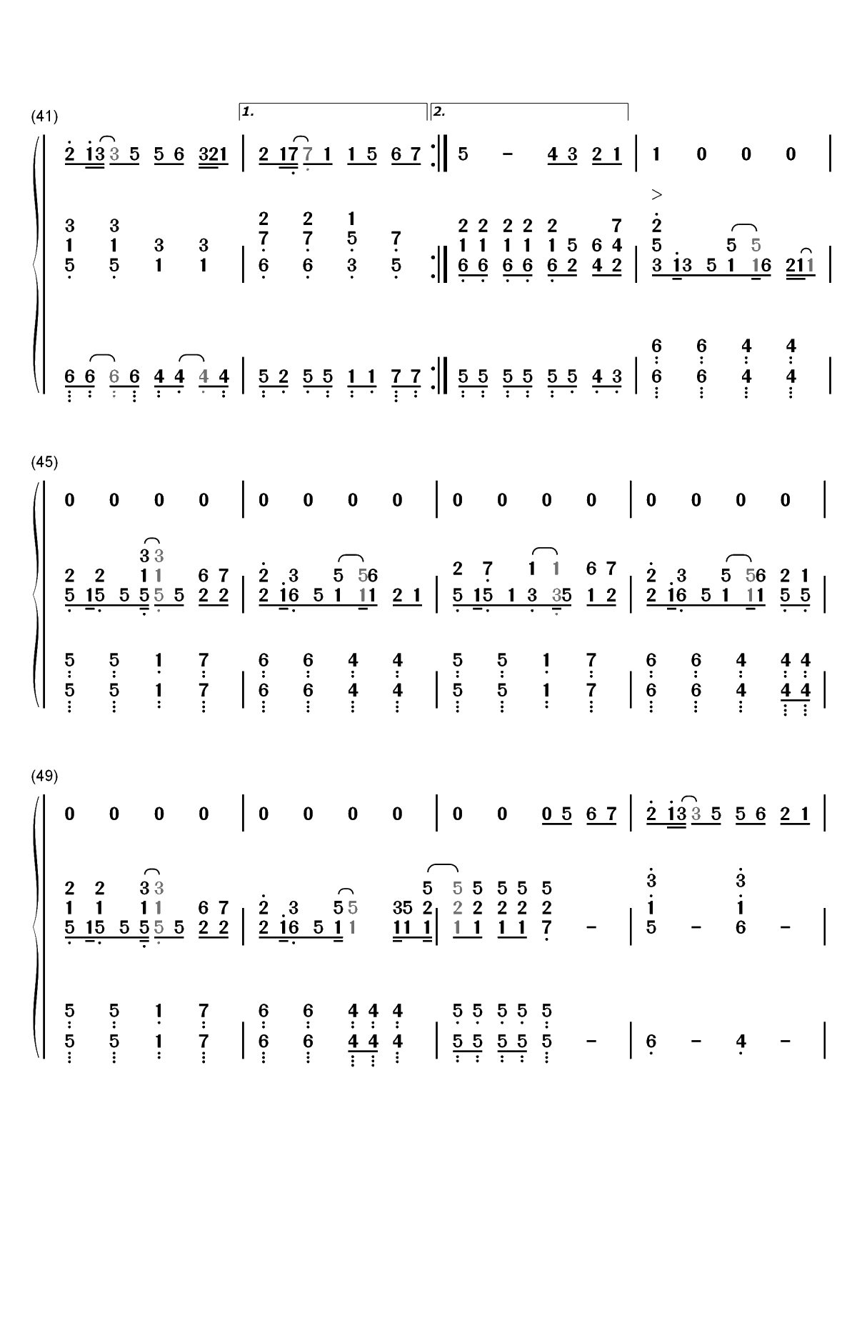 追光者-完美伴奏版双手简谱预览4