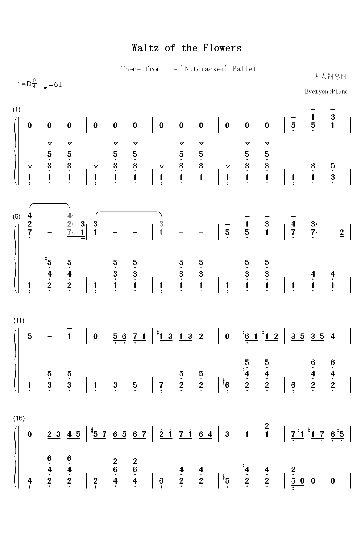 Waltz of the Flowers-花之圆舞曲双手简谱预览1