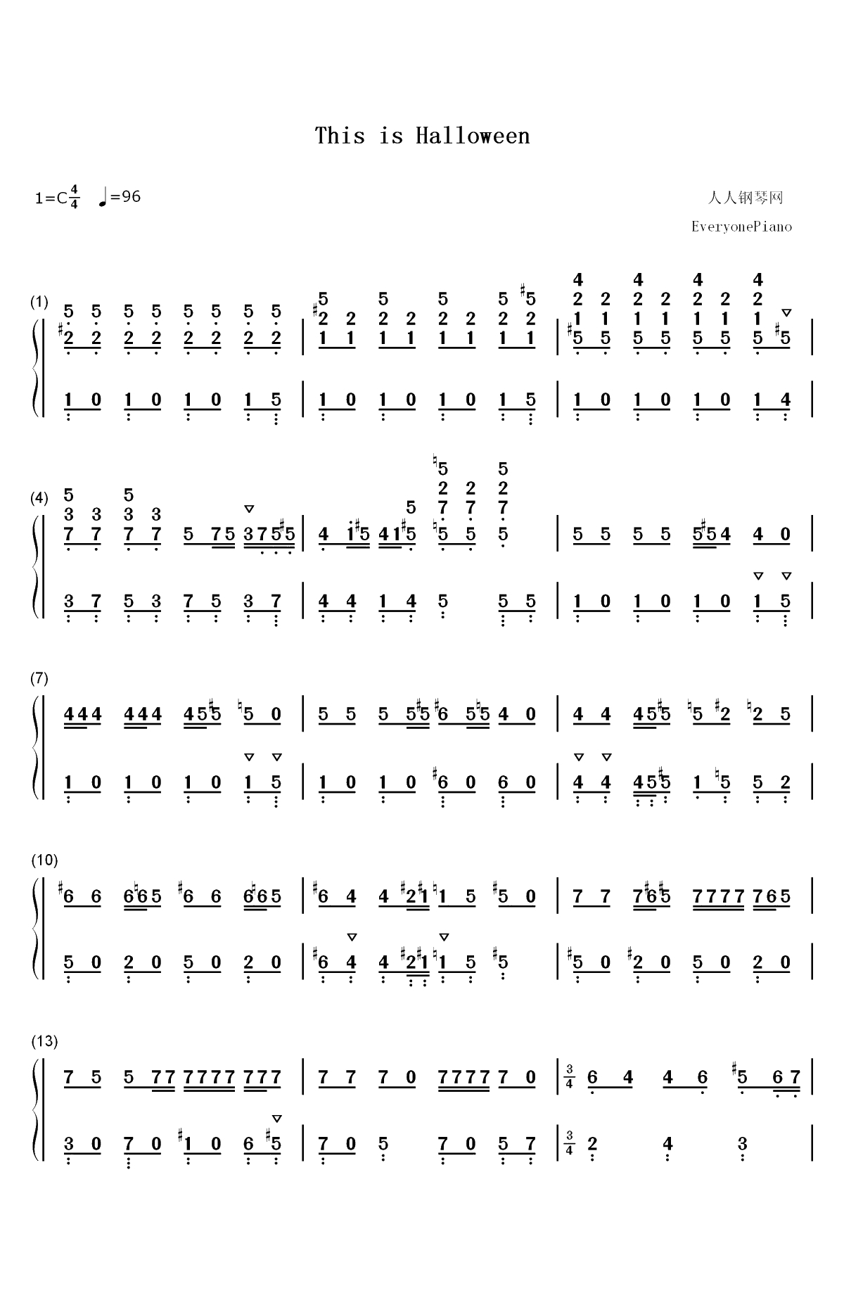 This Is Halloween-圣诞夜惊魂OST双手简谱预览1