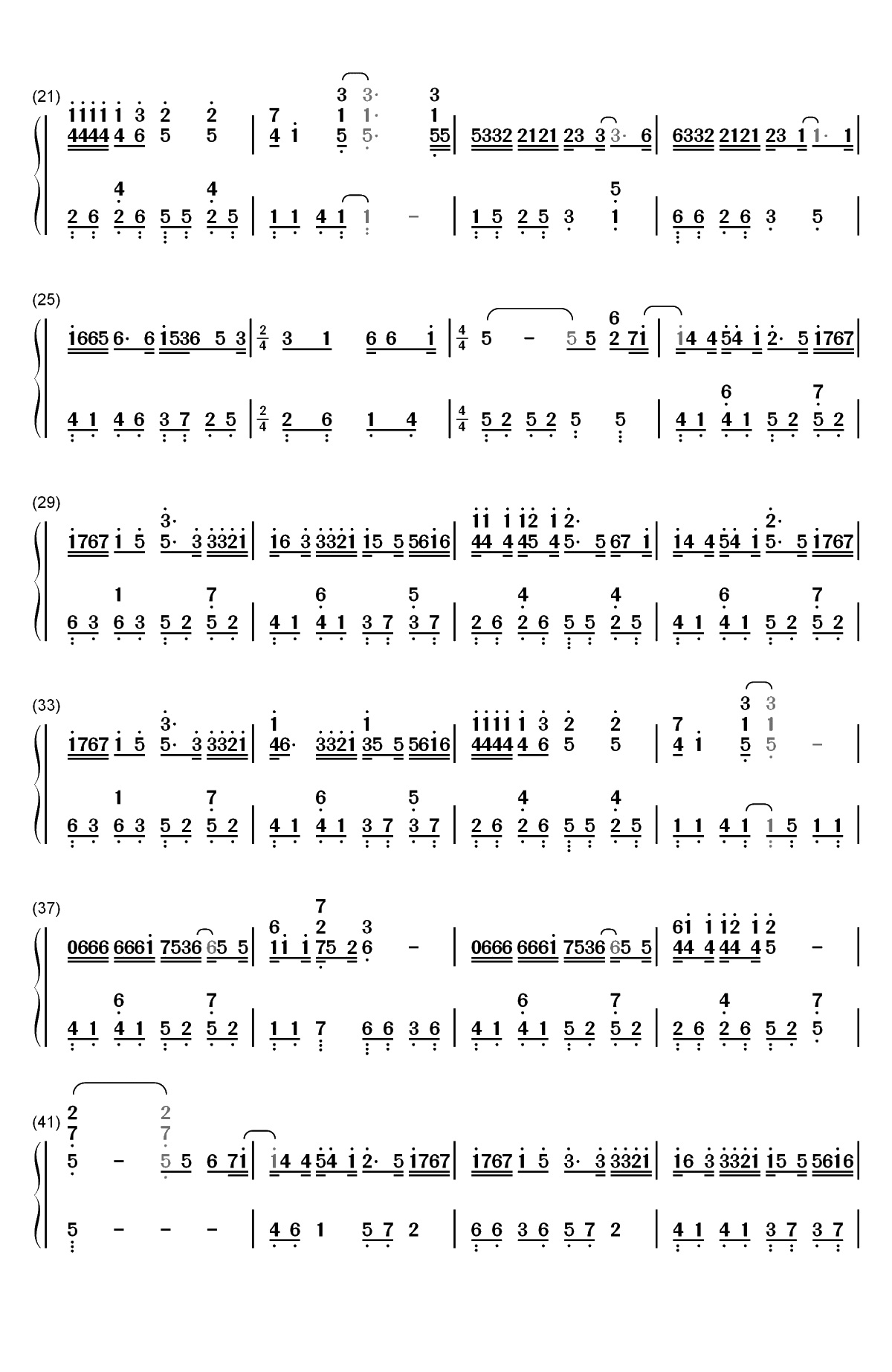 失忆-独奏版双手简谱预览2