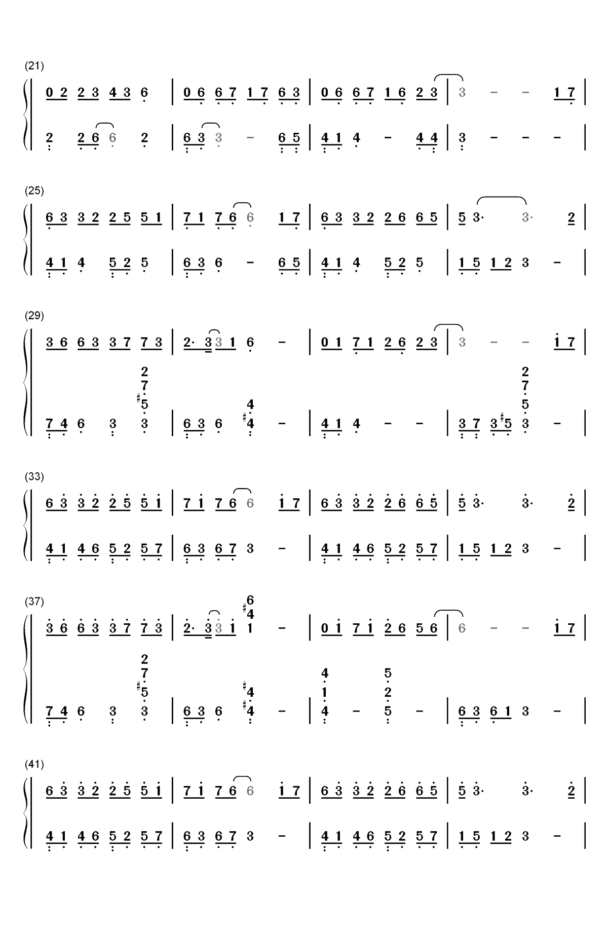 石楠小札-贰婶双手简谱预览2