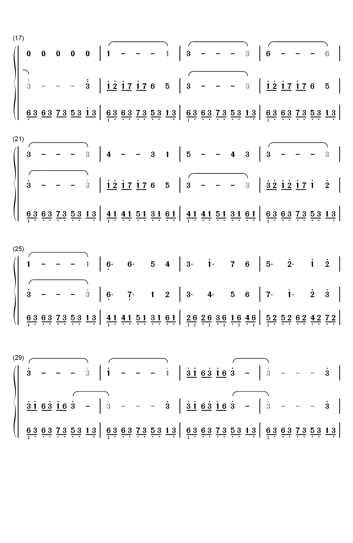 Wind-Brian Crain双手简谱预览2